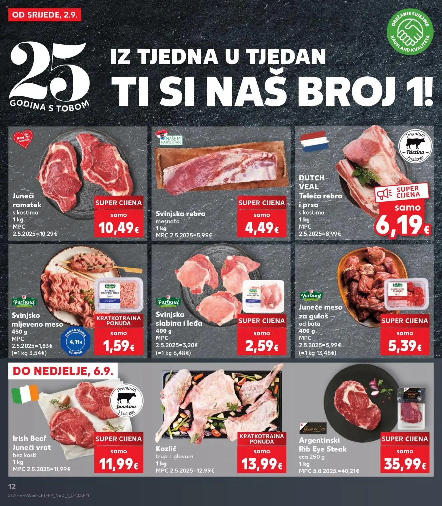 Kaufland katalog | vrijedi od 02.09.2026 | Stranica: 12 | Proizvodi: Meso za gulas, Vrat, Teletina, Junetina