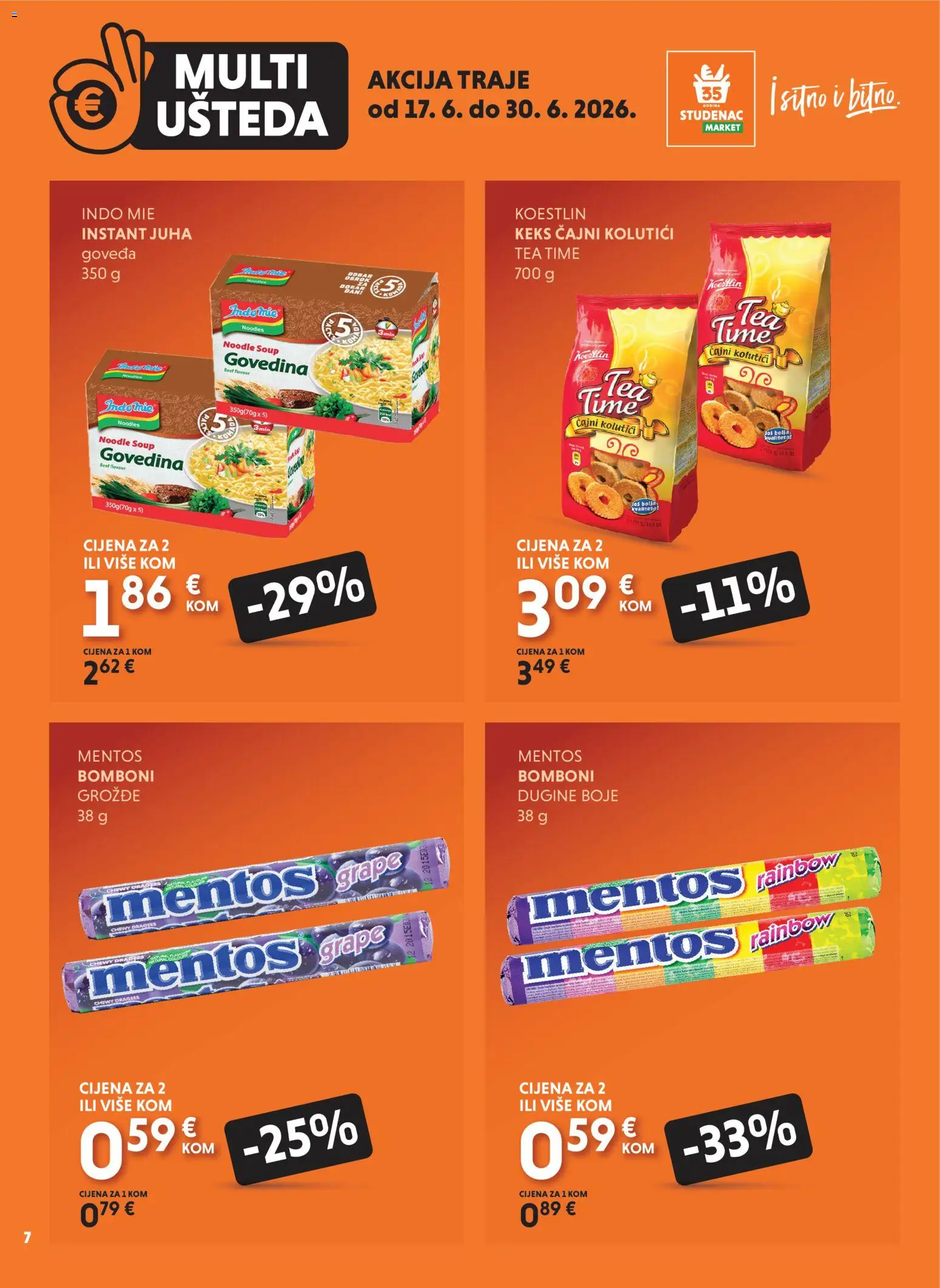 Studenac katalog | vrijedi od 17.06.2026 | Stranica: 7 | Proizvodi: Govedina, Keks, Juha, Grožđe