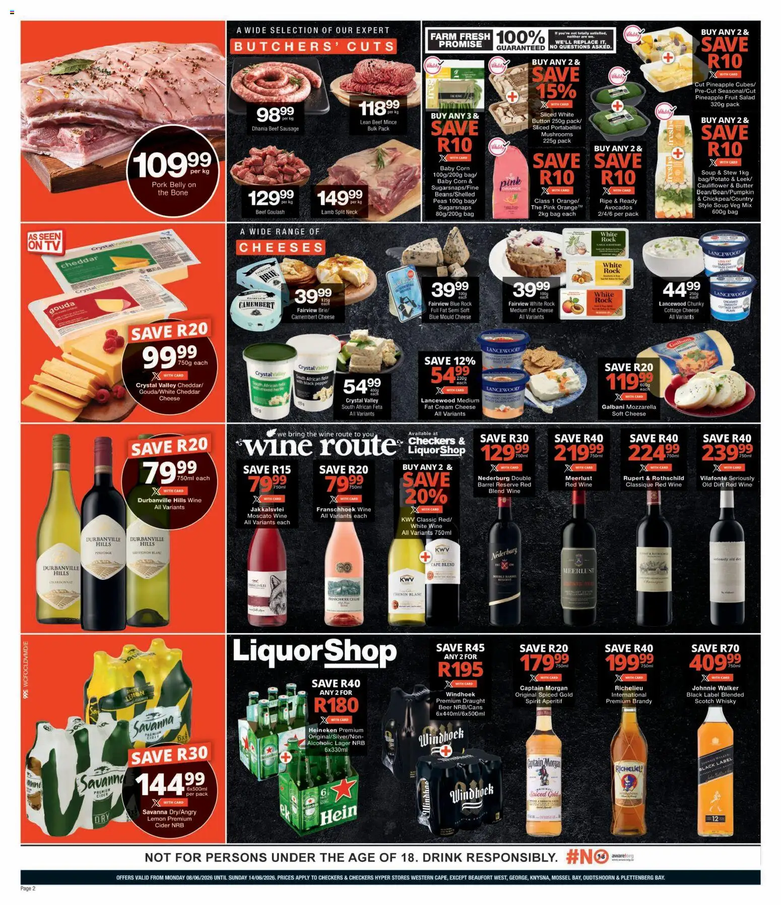 New Checkers catalogue – valid from 08.06.2026 | Page: 2 | Products: Cauliflower, Butter, Pork, Pepper