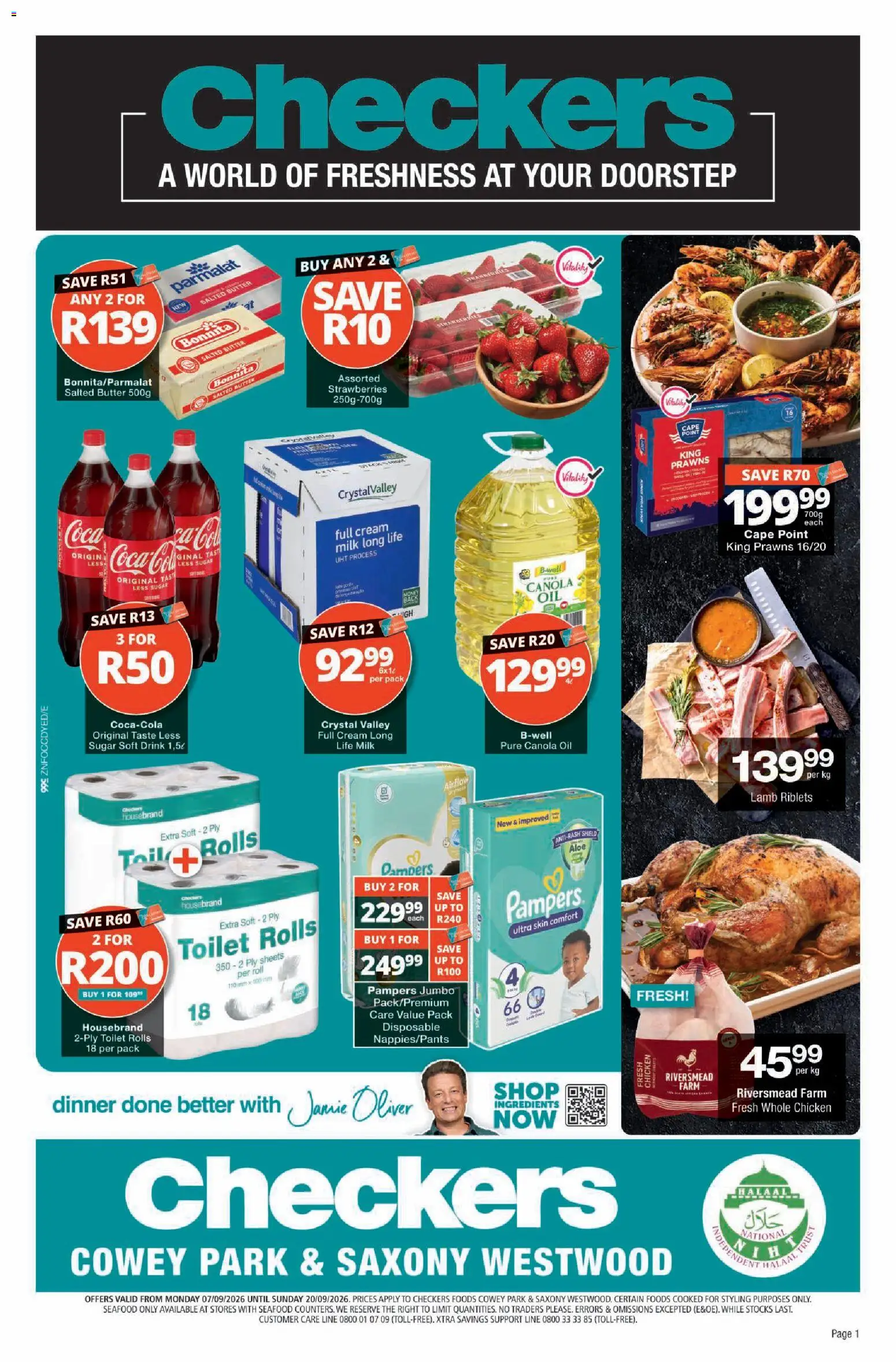 New Checkers catalogue – valid from 07/09/2026 | Page: 1 | Products: Toilet, Milk, Chicken, Cream