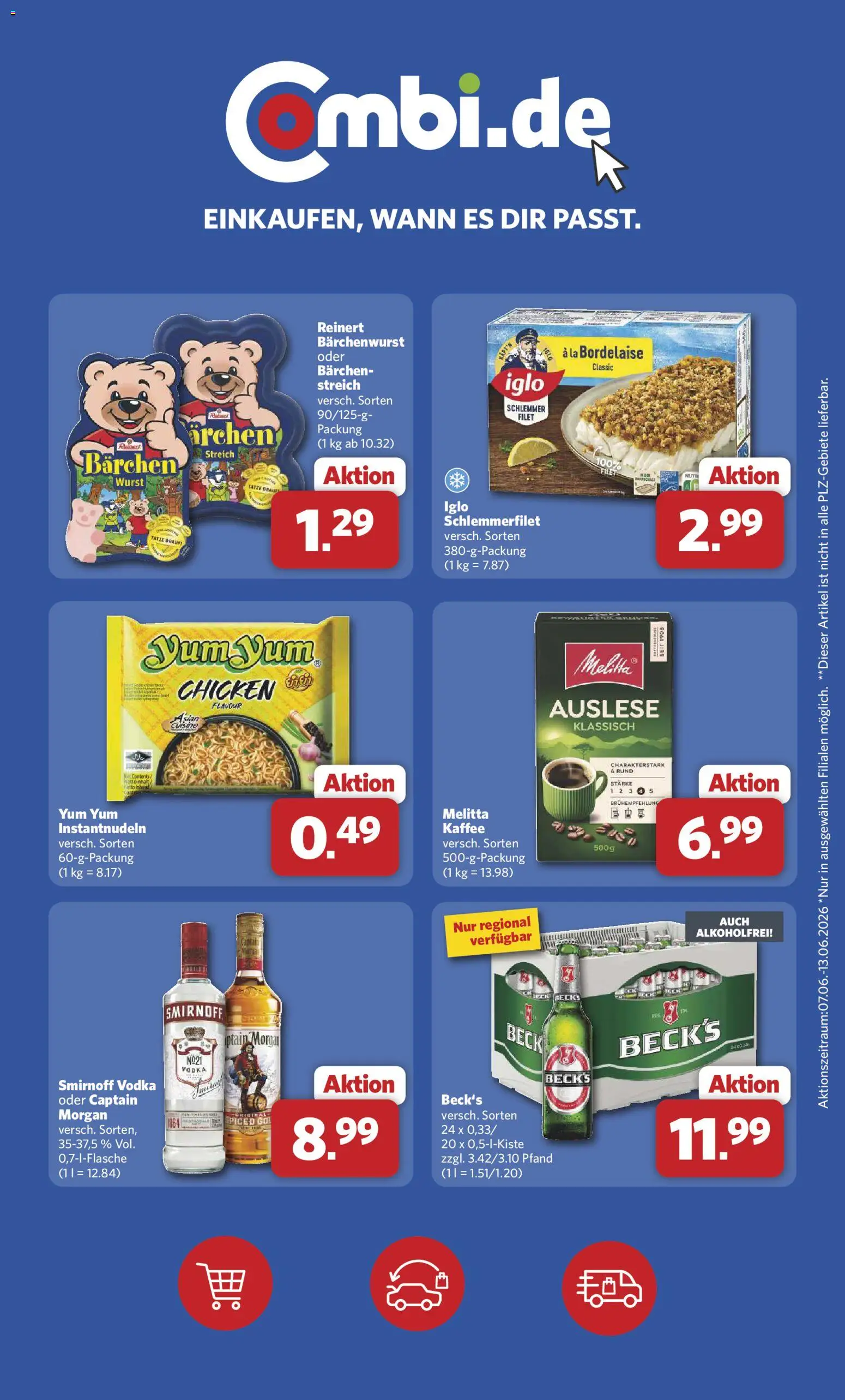 Combi Prospekt – gültig ab 08.06.2026 | Seite: 34 | Produkte: Melitta, Iglo, Wurst, Iglo schlemmerfilet