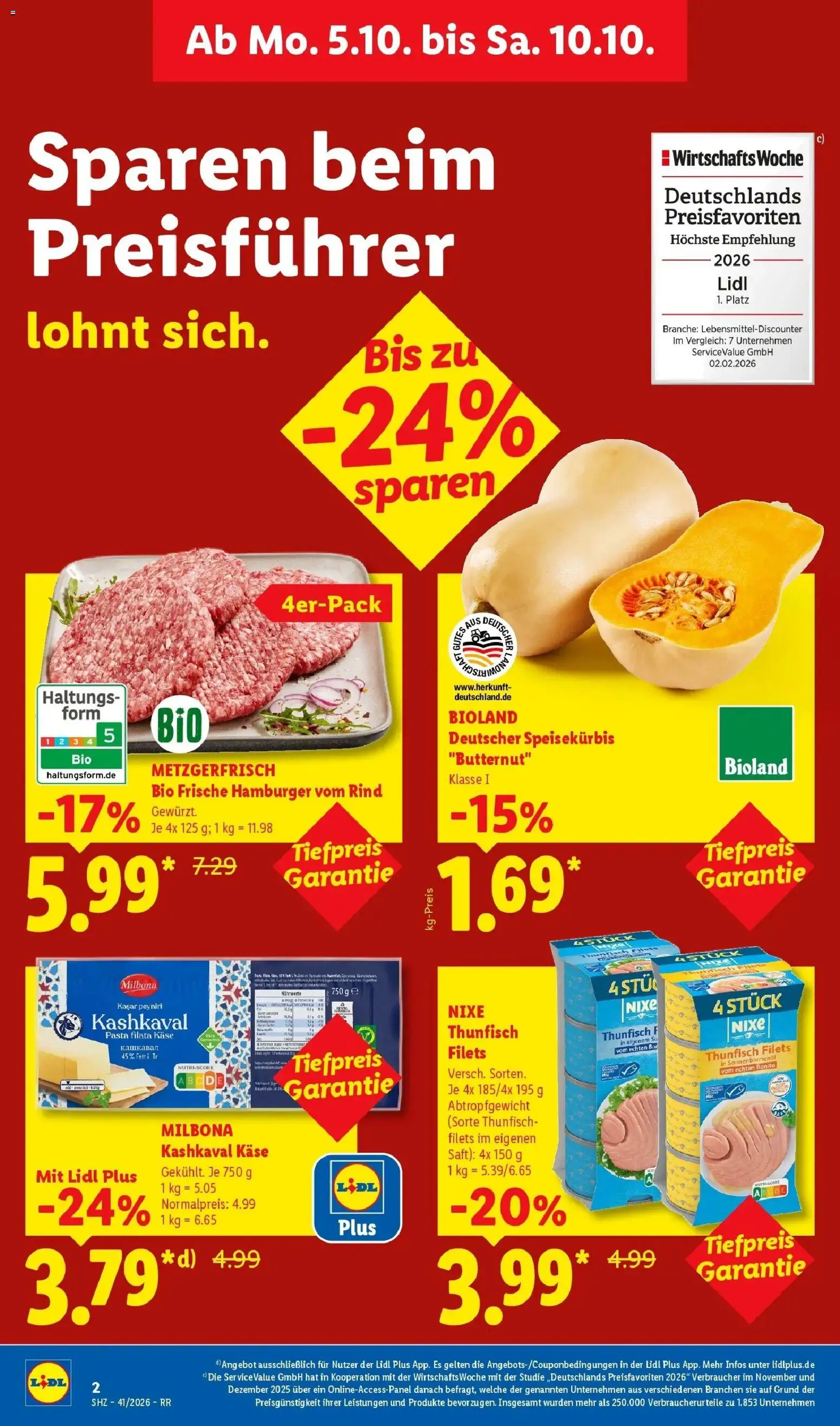 Lidl Prospekt Gelsenkirchen (ab 05.10.2026) zum Blättern » Angebote | Seite: 2 | Produkte: Käse, Thunfisch, Sonnenblumenol, Pasta