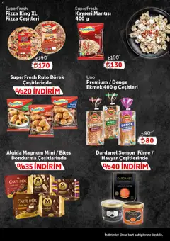 28 Temmuz 2026 tarihinden itibaren geçerli olan Onur Market kataloğu önizlemesi | Sayfa: 5 | Ürünler: Ekmek, Pizza, Dondurma, Somon