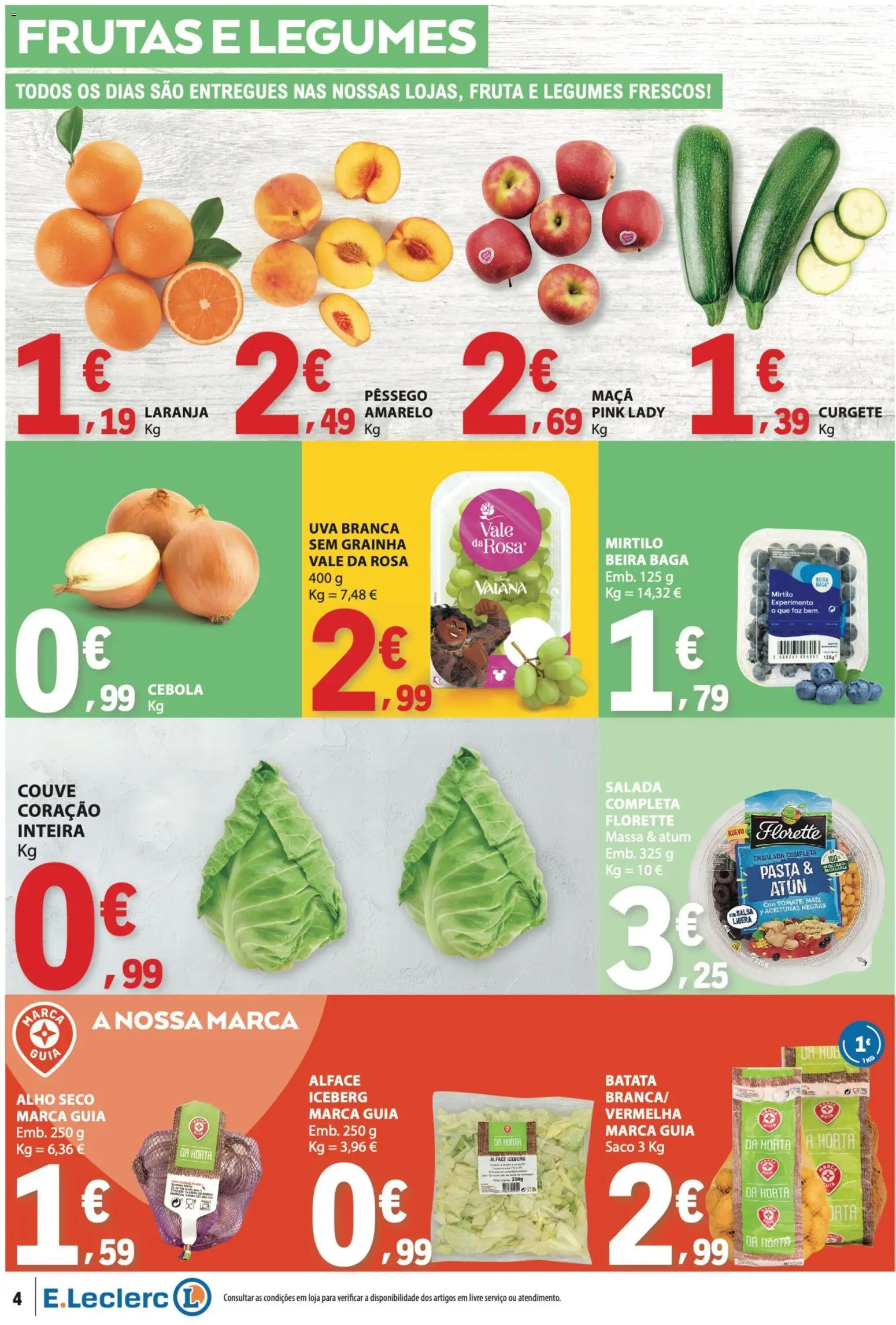 E.Leclerc folheto │ válido de 16/07/2026 | Página: 4 | Produtos: Atum, Curgete, Cebola, Couve