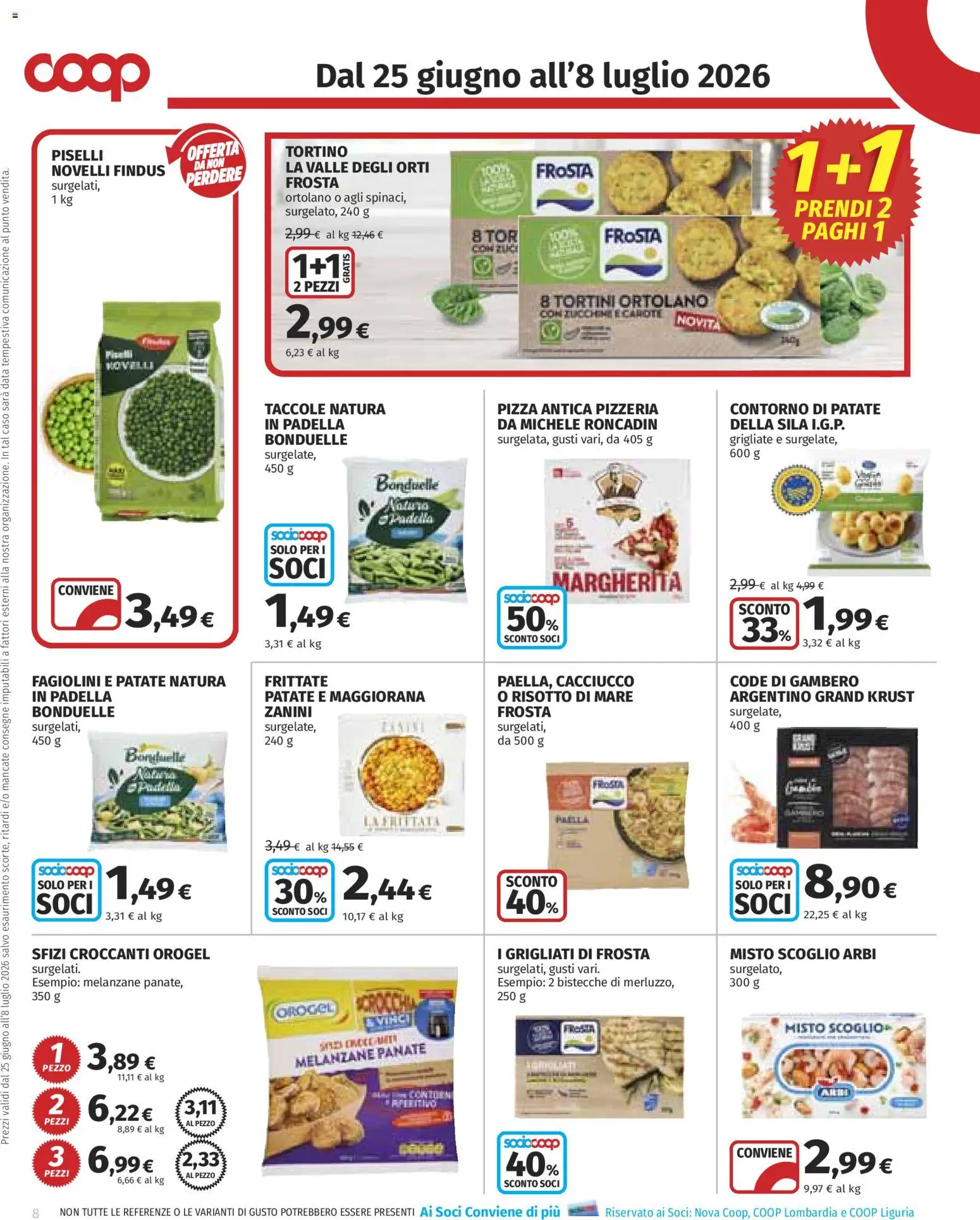 Volantino COOP del 25/06/2026 | Pagina: 8 | Prodotti: Pizza, Patate, Piselli, Melanzane