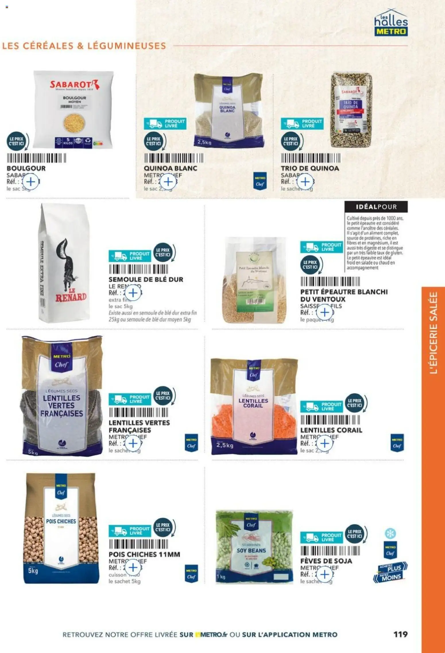 {H1} | Page: 119 | Produits: Sac, Semoule, Pois chiches, Céréales