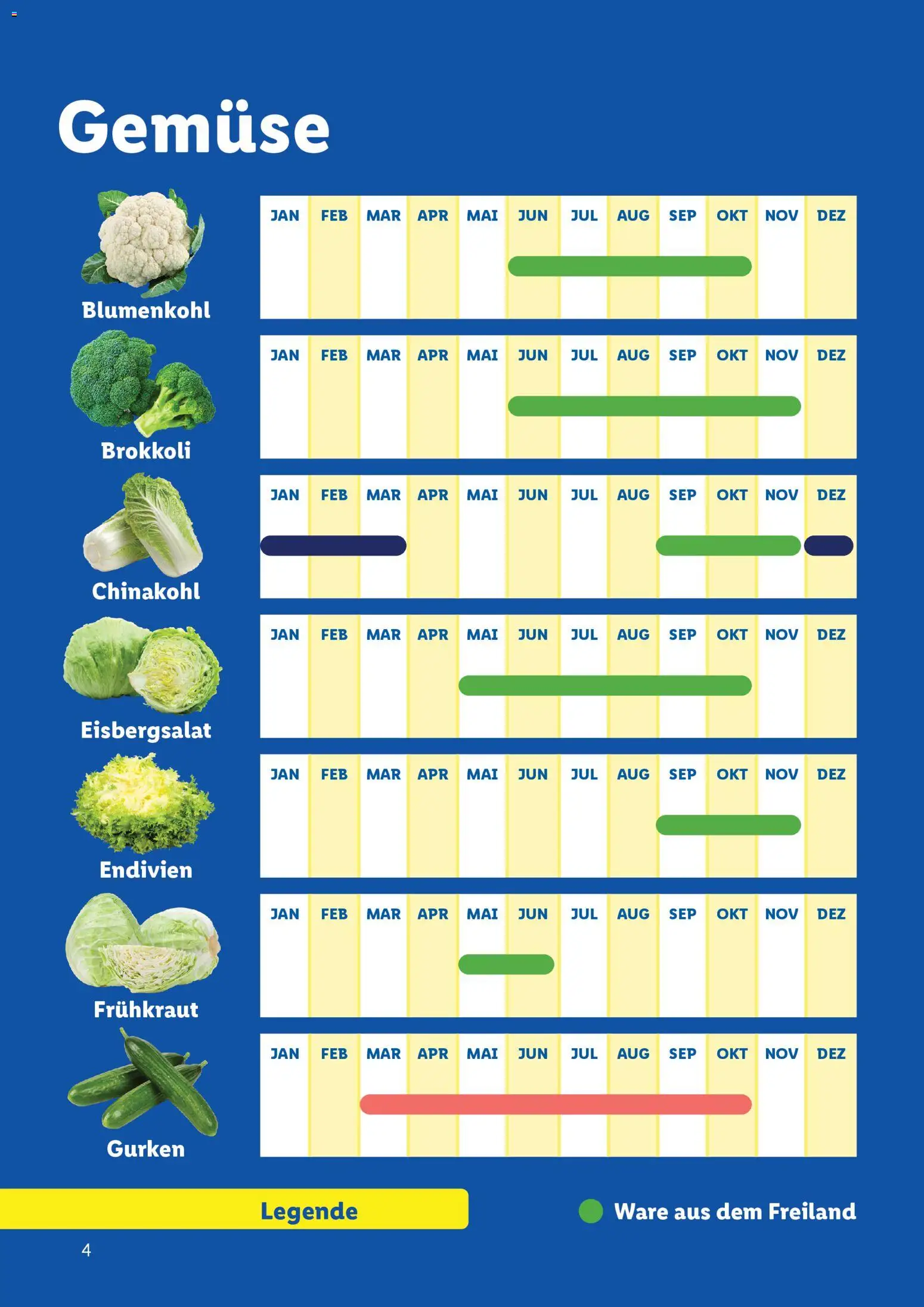 Lidl  Saisonkalender - Obst und Gemüse gültig ab 01.01.2026 | Seite: 4 | Produkte: Gemüse, Chinakohl, Blumenkohl, Brokkoli