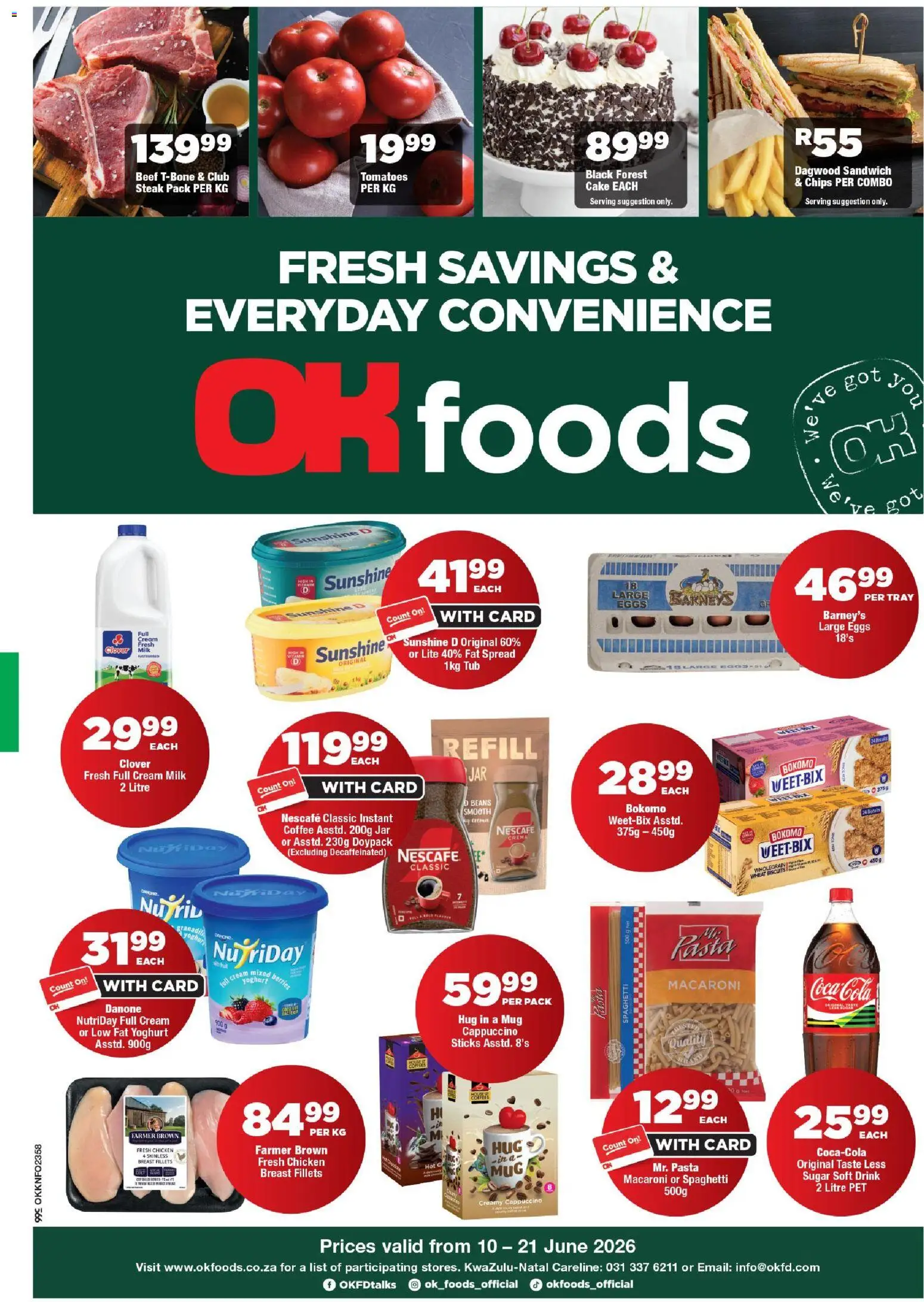 New OK Foods catalogue – valid from 10.06.2026 | Page: 1 | Products: Beans, Tomatoes, Beef, Fat spread