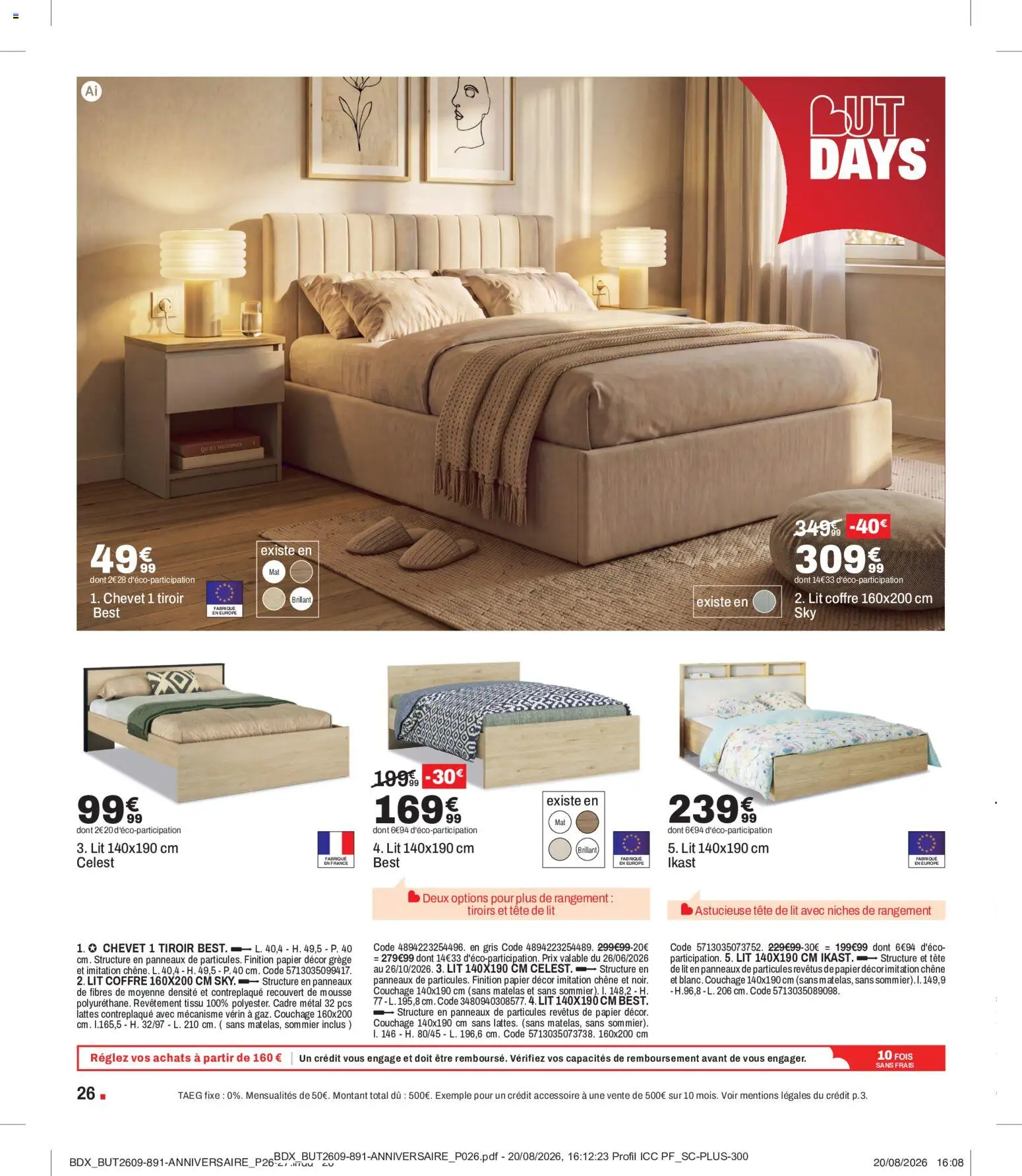 {H1} | Page: 26 | Produits: Tête de lit, Lit, Matelas, Cadre