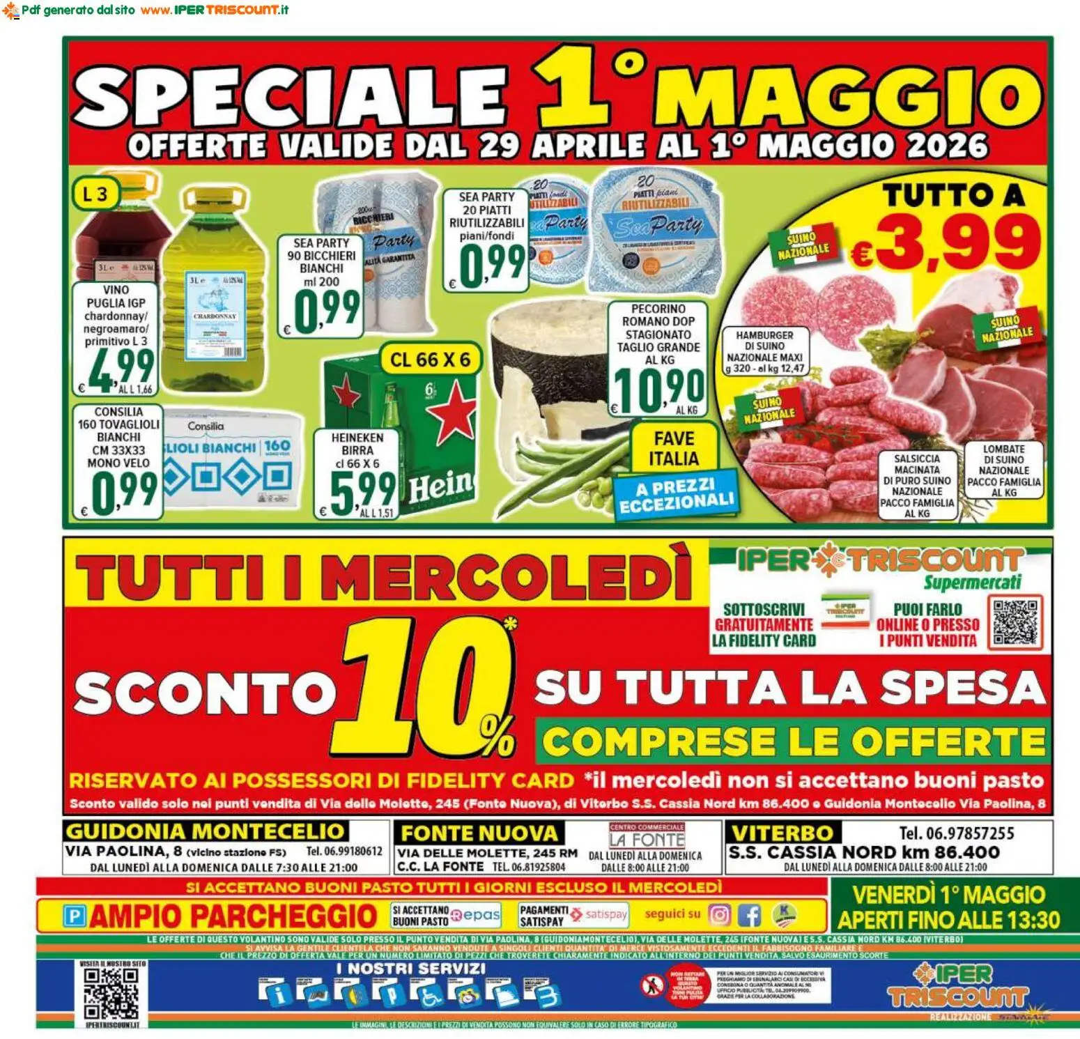 Volantino Ipertriscount del 29.04.2026 | Pagina: 20 | Prodotti: Birra, Salsiccia, Heineken, Pecorino