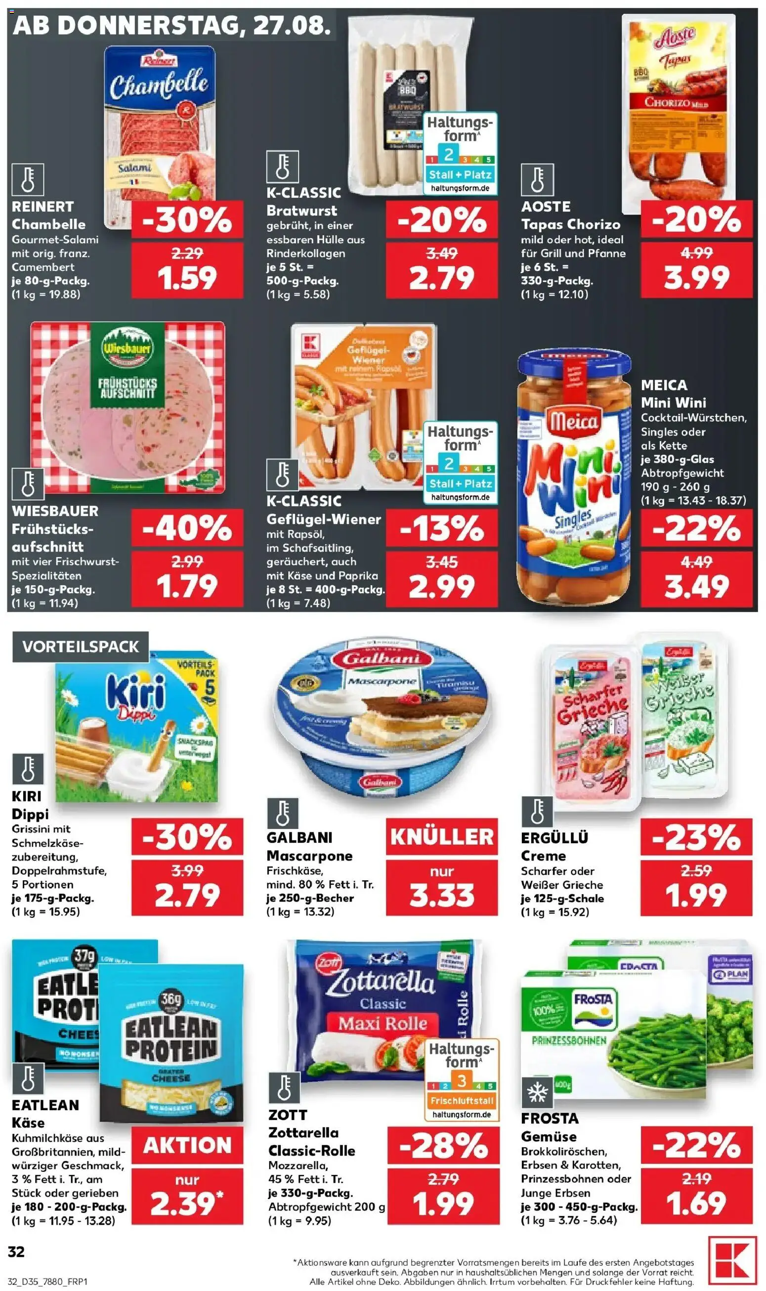 Prospekt Kaufland ab 24.08.2026 » Angebote Online zum Blättern | Seite: 43 | Produkte: Bratwurst, Creme, Camembert, Paprika