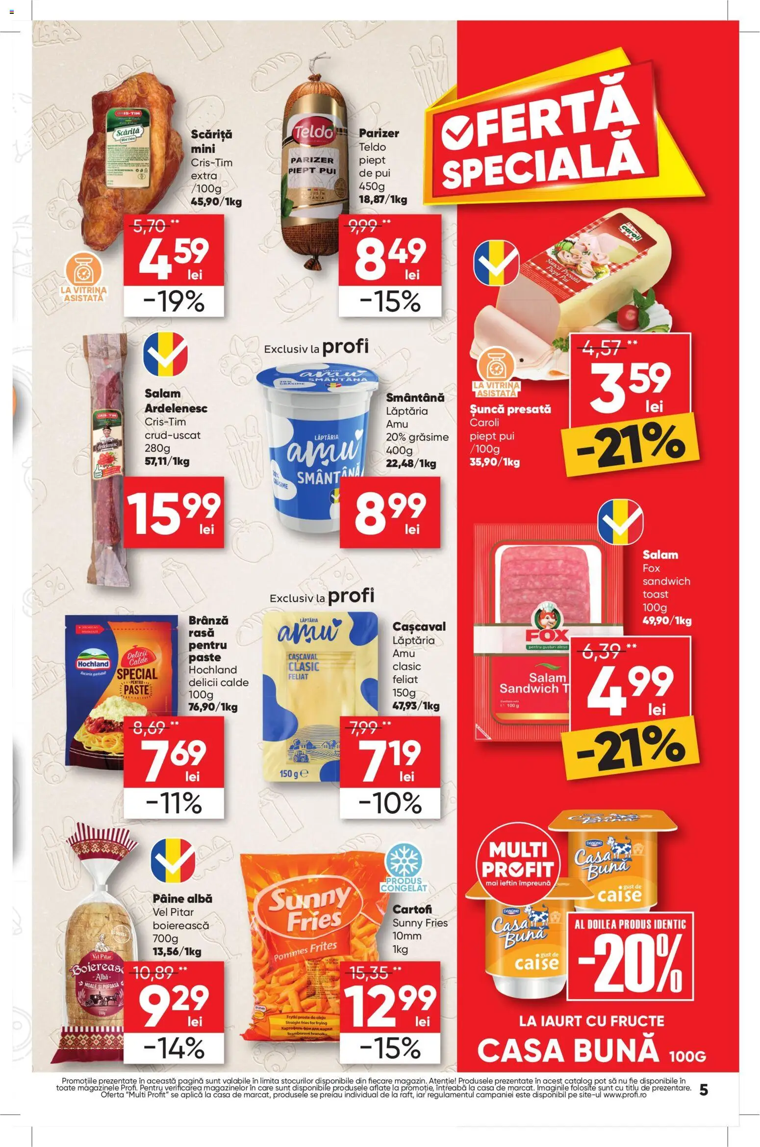 Noul catalog Profi – valabil de la 27.08.2026 | Pagină: 5 | Produse: Fox, Brânză, Cartofi, Fructe