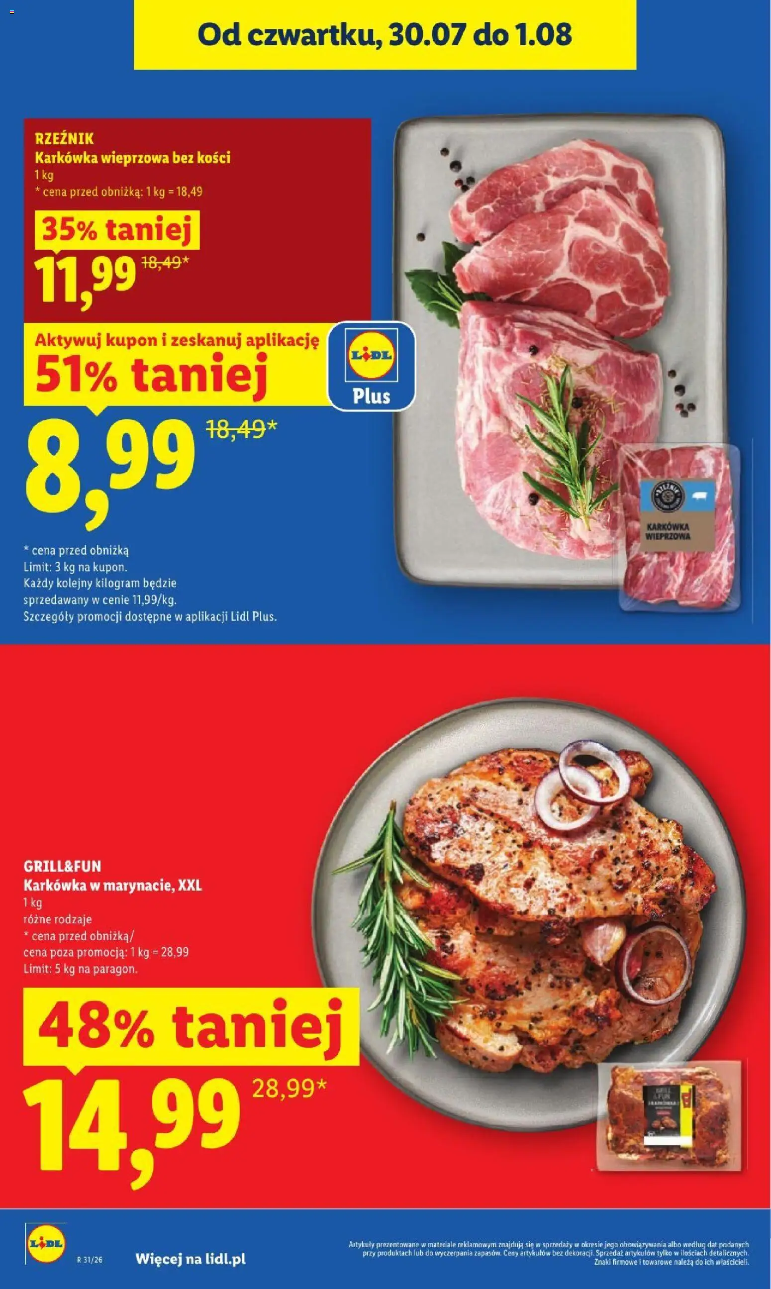 Lidl gazetka od 30.07.2026 | Strona: 12 | Produkty: Karkówka, Karkówka wieprzowa