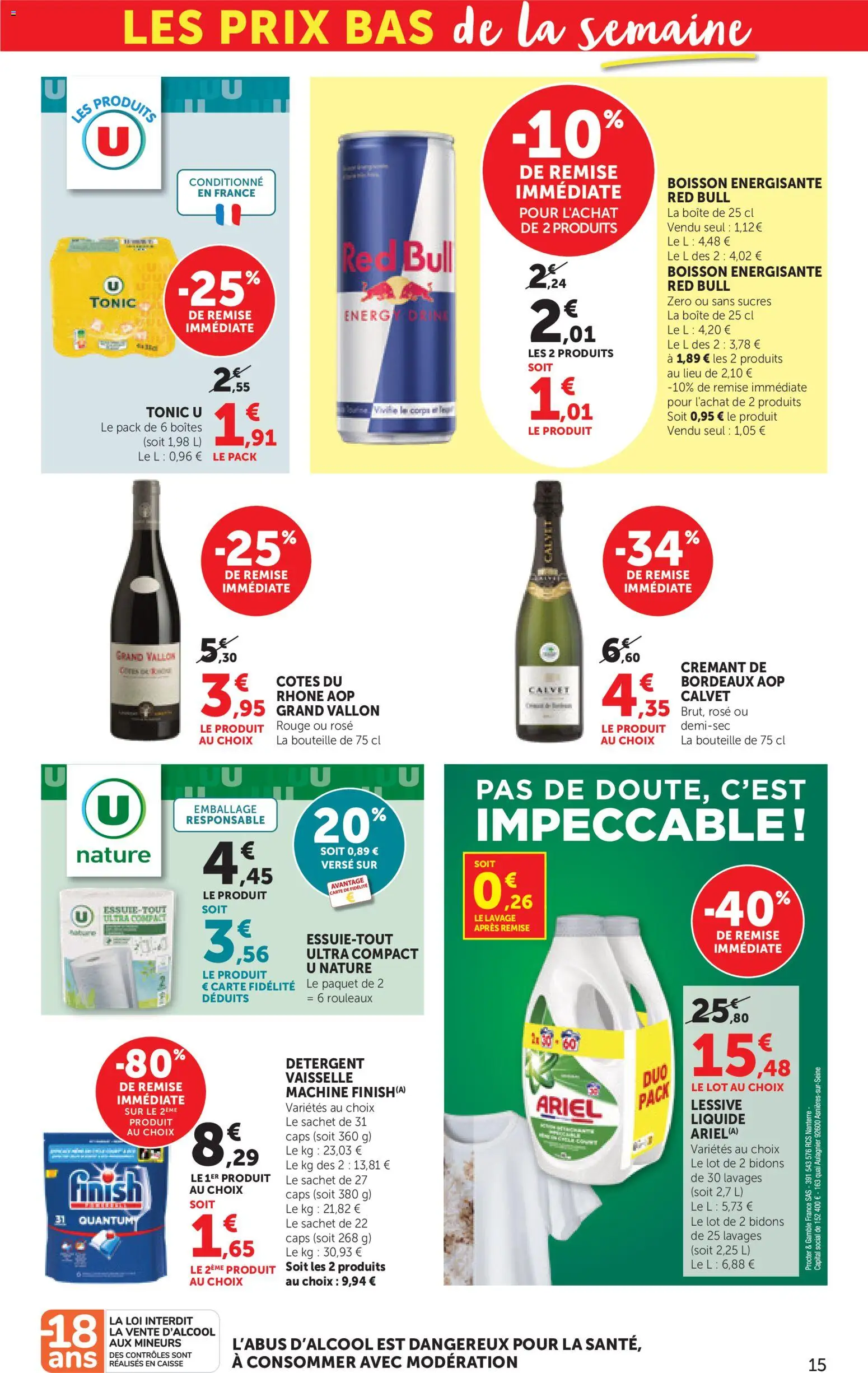 {H1} | Page: 15 | Produits: Détergent, Red bull, Lessive, Boisson énergisante
