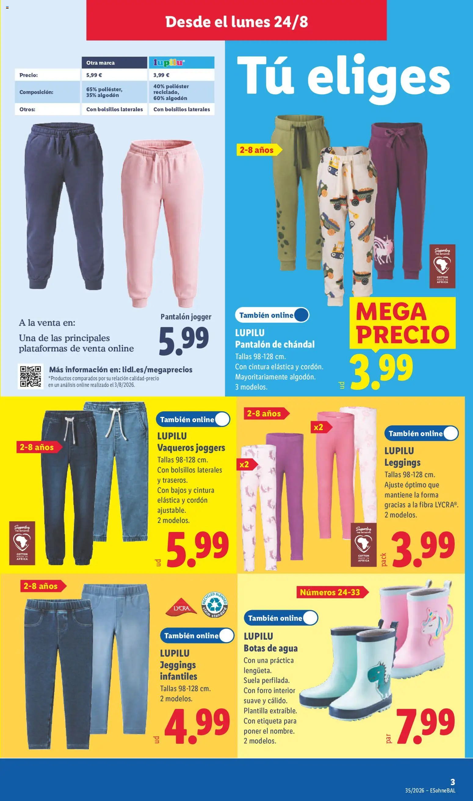 Lidl folleto de bazar │ válido desde el 24/08/2026 | Página: 7 | Productos: Leggings, Pantalón de chándal, Algodón, Agua