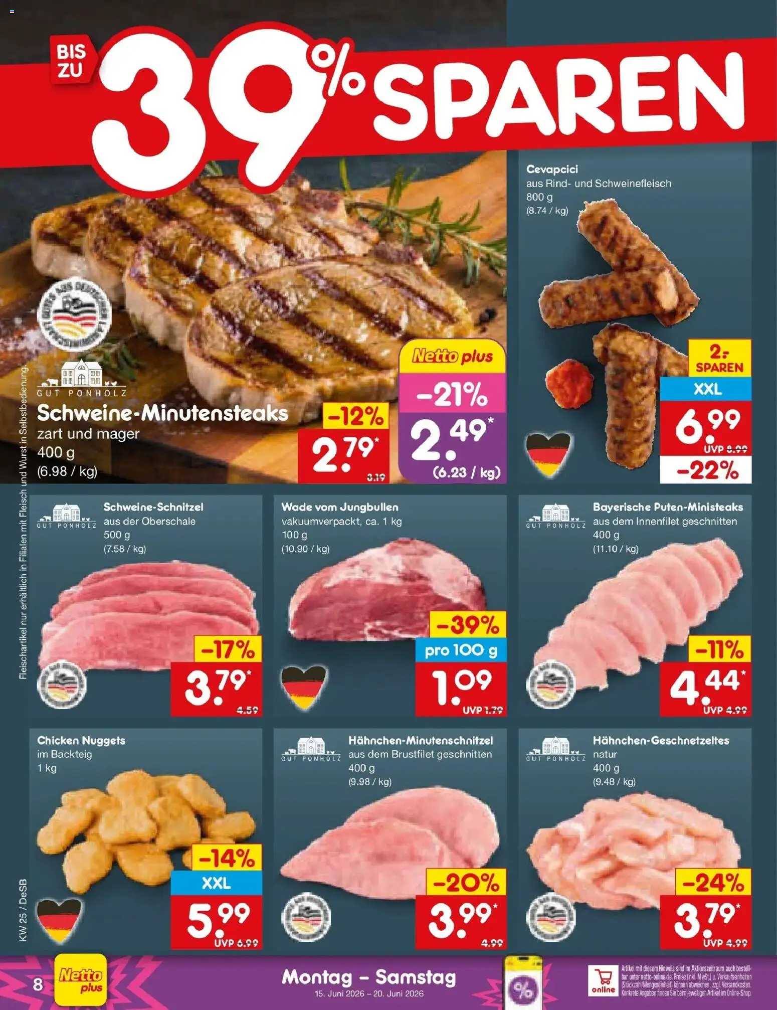 Netto Marken-Discount Prospekt Waiblingen-Bittenfeld – gültig ab 15.06.2026 | Seite: 10 | Produkte: Cevapcici, Wurst, Schweinefleisch, Fleisch
