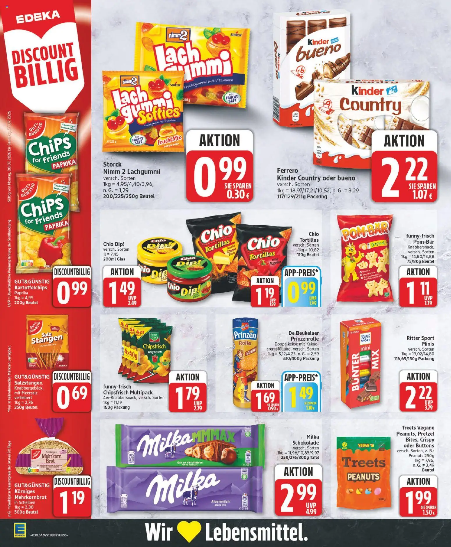 Edeka Prospekt – gültig ab 20.07.2026 | Seite: 14 | Produkte: Tortillas, Schokolade, Paprika, Brot