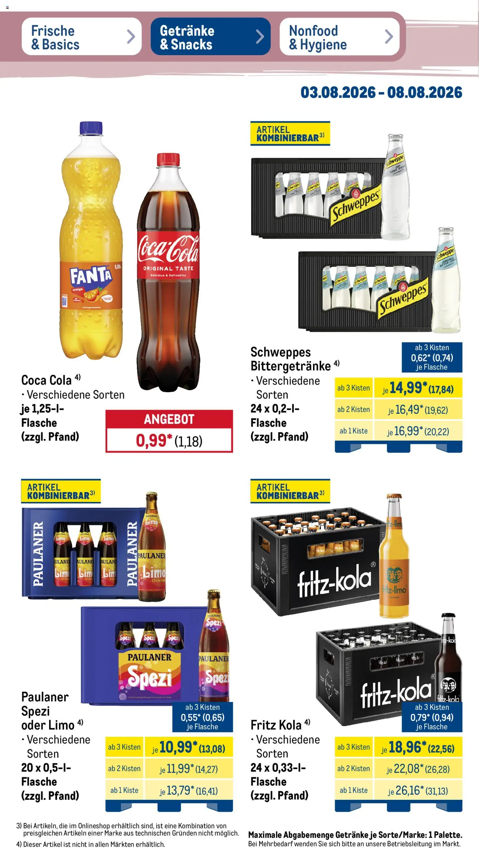 Metro Prospekt – gültig ab 03.08.2026 | Seite: 26 | Produkte: Coca cola, Cola, Paulaner spezi, Schweppes