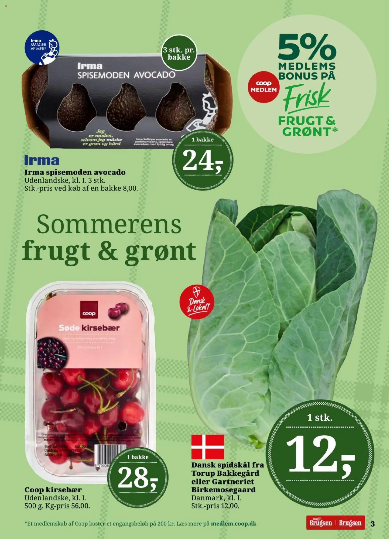 Dagli'Brugsen tilbudsavis – gyldig fra 03/07/2026 | Side: 3 | Produkter: Maske, Kirsebær, Avocado, Spidskål