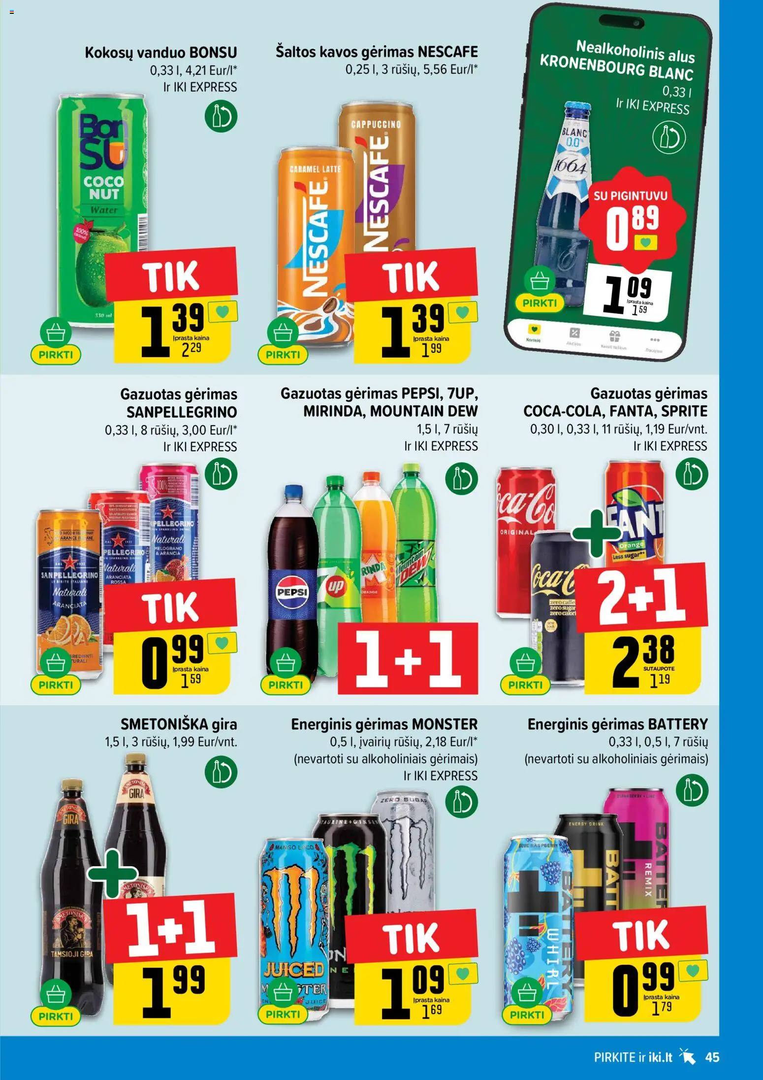 IKI akcijos nuo 2026.08.03 | Puslapis: 45 | Prekių: Nealkoholinis alus, Energinis gėrimas, Alus
