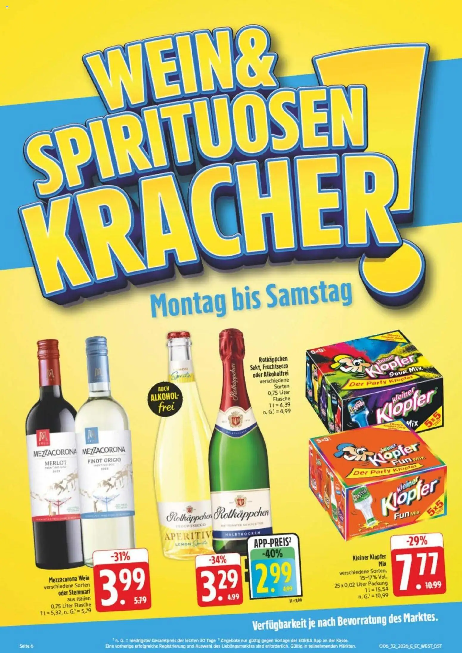 Edeka Prospekt Leipzig – gültig ab 03.08.2026 | Seite: 6 | Produkte: Merlot, Fruchtsecco, Rotkäppchen, Wein