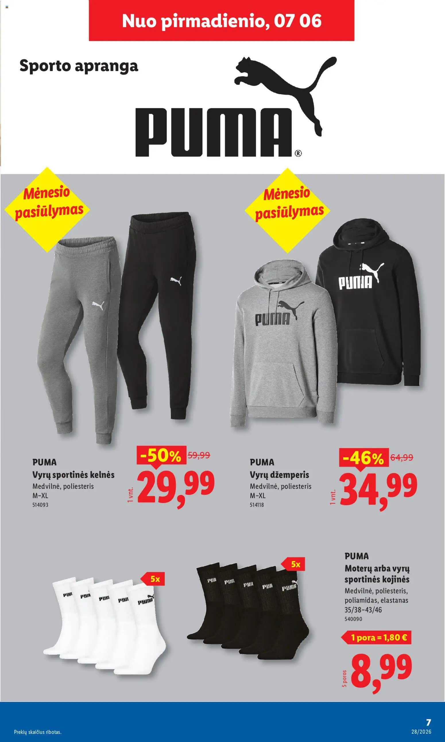 LIDL akcijos nuo 2026.07.06 | Puslapis: 7 | Prekių: Sportinės kelnės, Džemperis, Kelnes, Kojinės