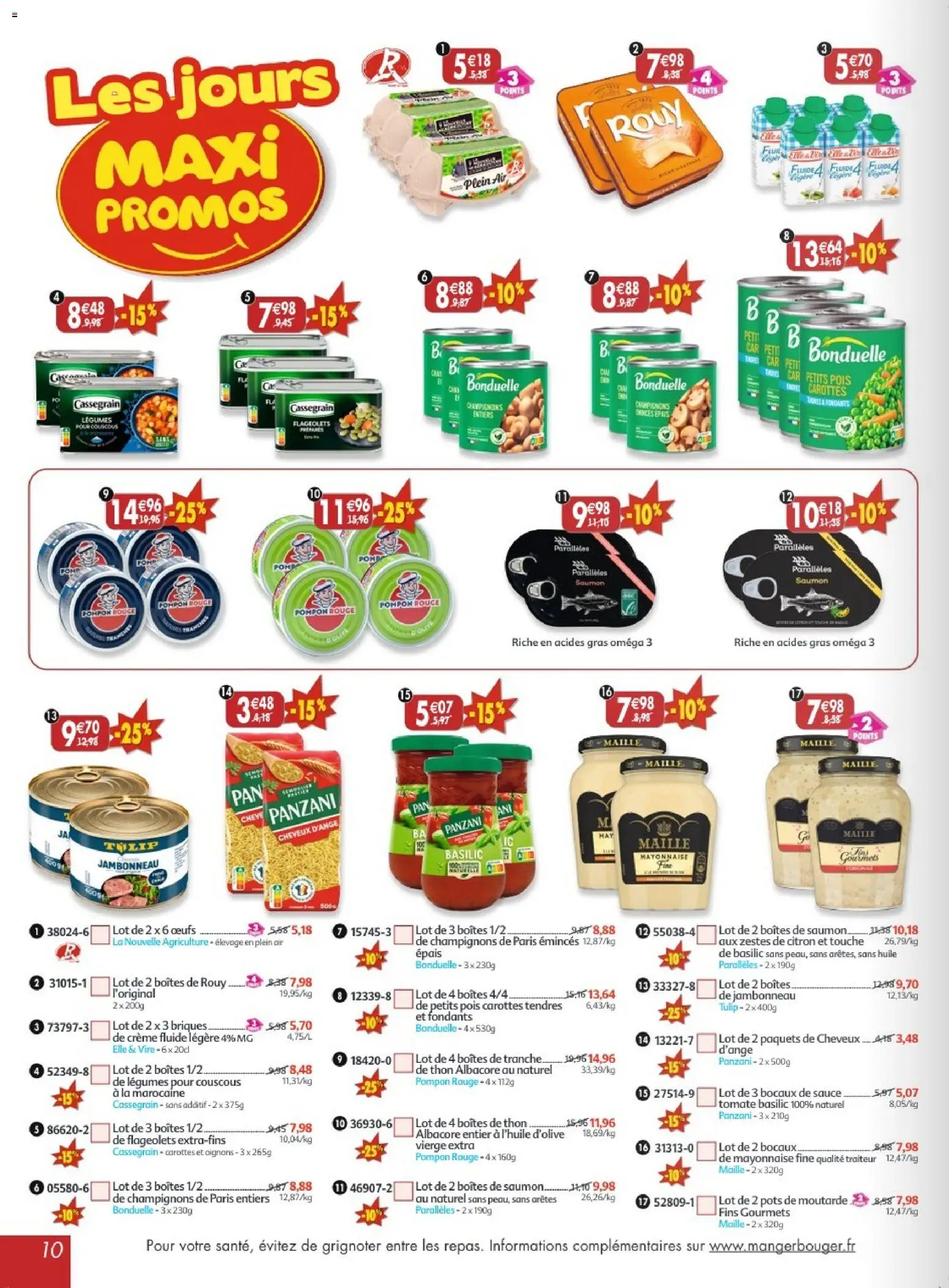 {H1} | Page: 10 | Produits: Tomate, Oméga 3, Œufs, Moutarde