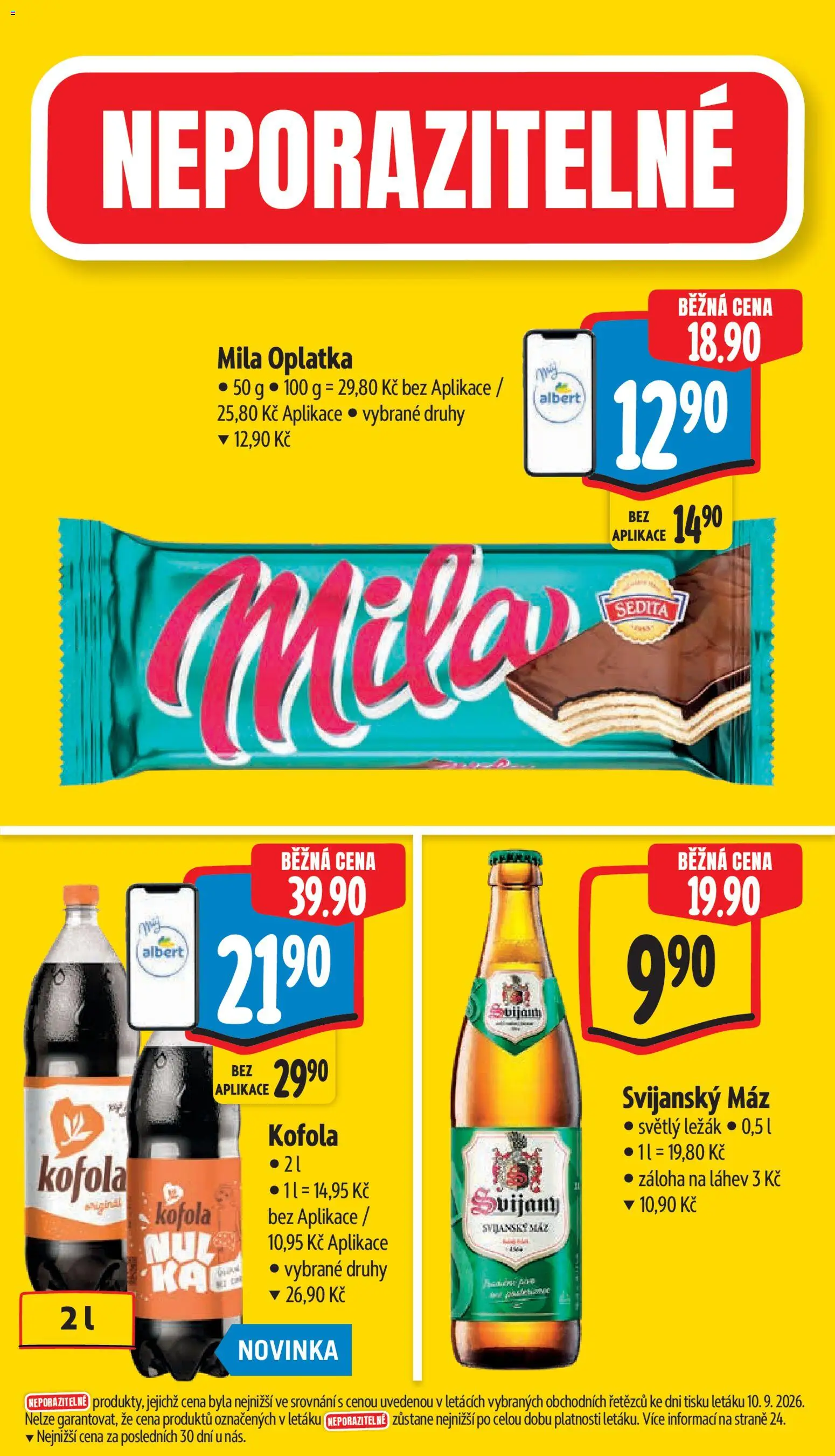 Albert leták - Supermarket -  	Frenštát pod Radhoštěm od 16.09.2026 | Strana: 5 | Produkty: Svijanský Máz, Mila, Svijany, Láhev