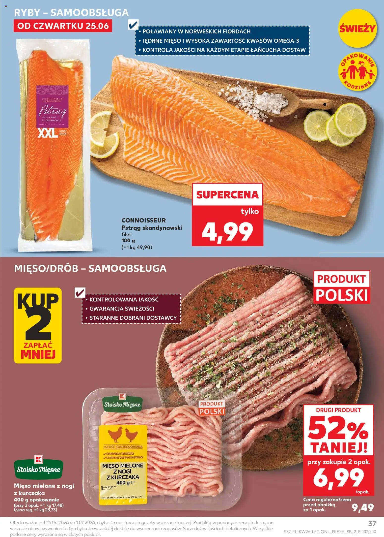 Kaufland gazetka od 25.06.2026 | Strona: 37 | Produkty: Mięso, Mięso mielone, Pstrąg, Ryby
