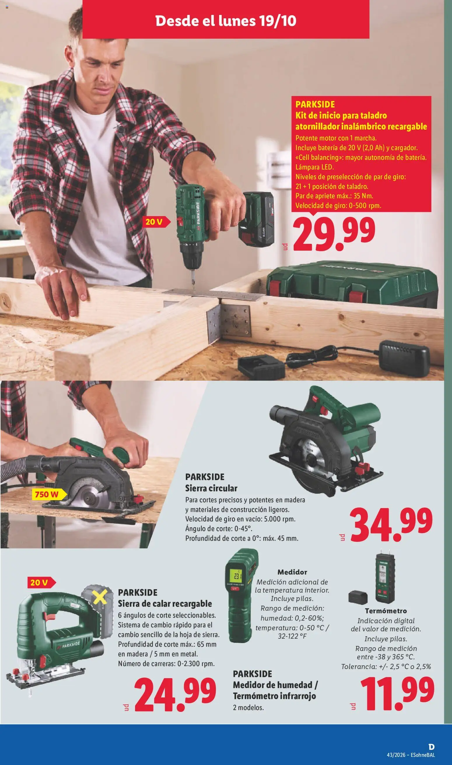 Lidl folleto de bazar │ válido desde el 19/10/2026 | Página: 9 | Productos: Termómetro infrarrojo, Termómetro, Batería, Lámpara