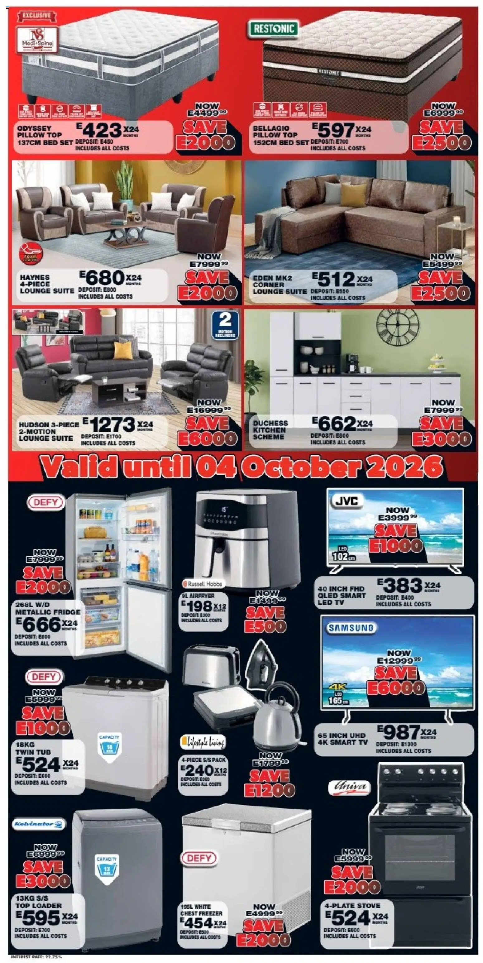 New Lewis Stores catalogue – valid from 28/09/2026 | Page: 2 | Products: Stove, Bed, Pillow, Chest freezer