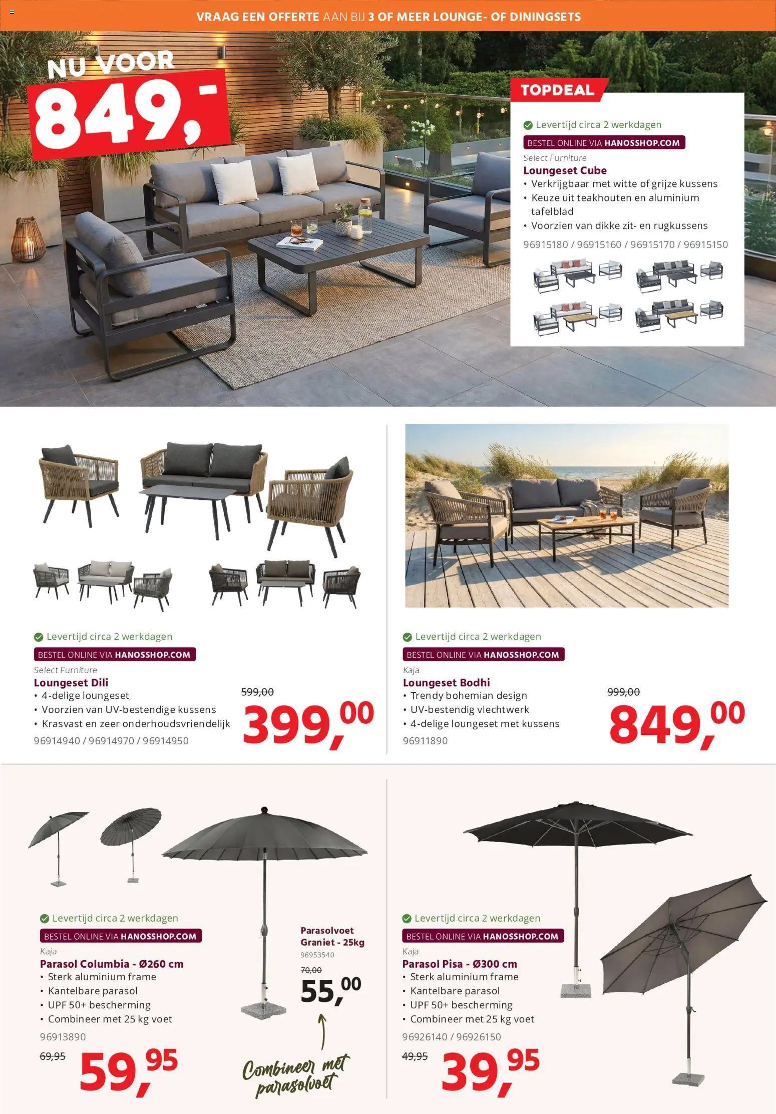 {H1} | Pagina: 2 | Producten: Parasol, Kussens