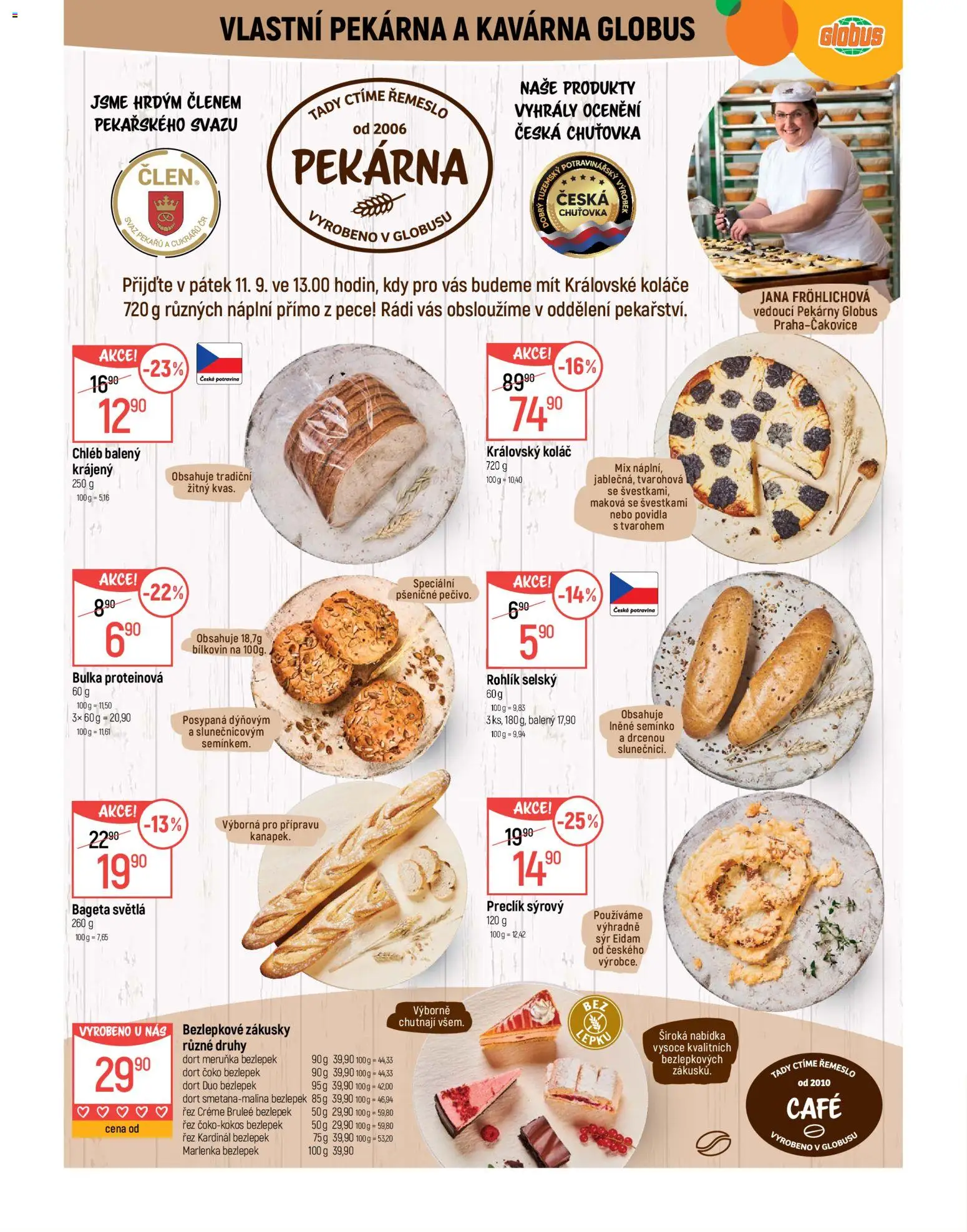 Globus leták od 09.09.2026 | Strana: 6 | Produkty: Eidam, Pekárna, Crème brûlée, Dort