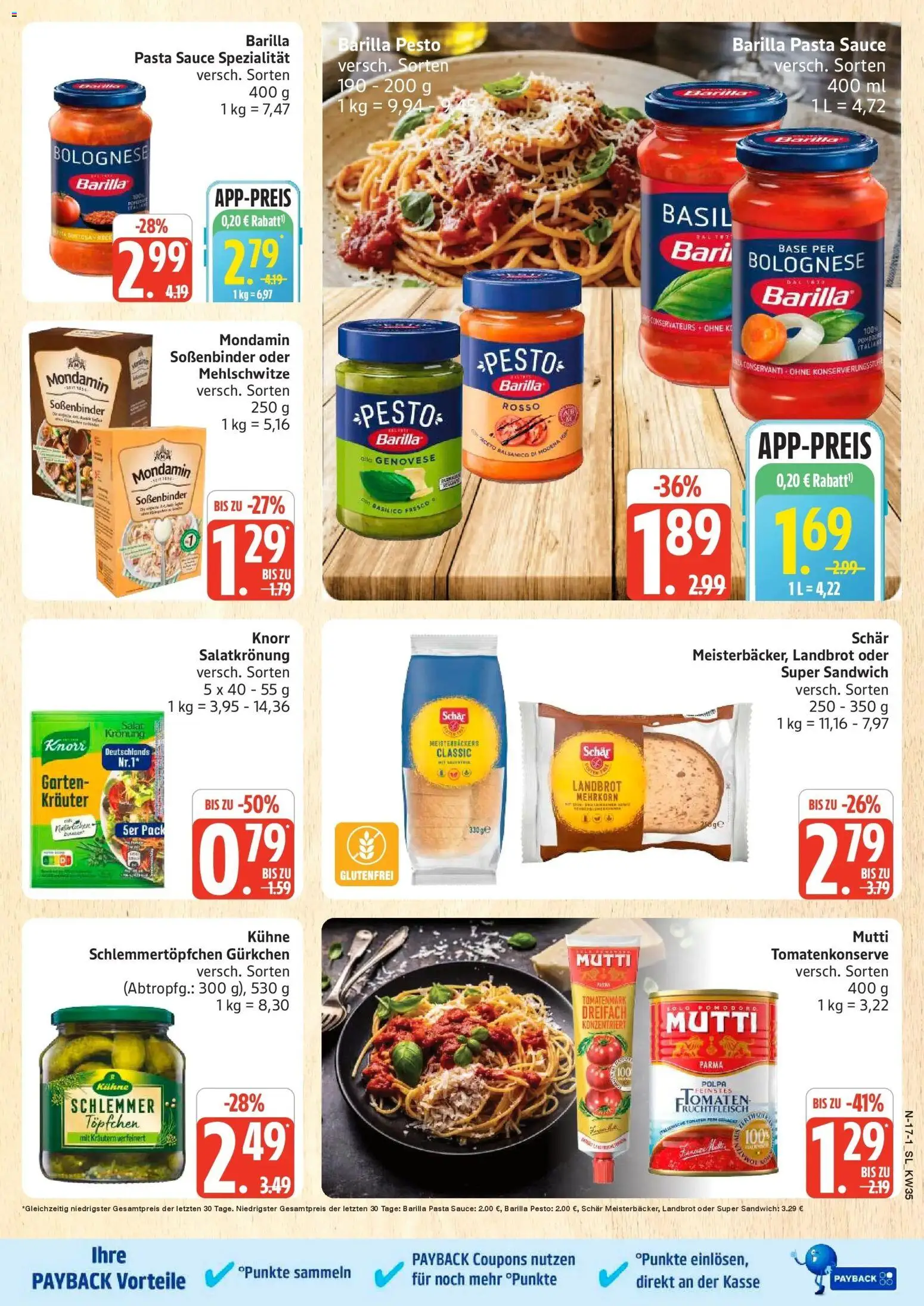 Edeka Prospekt Schleswig (ab 24.08.2026) » Angebote Online | Seite: 17 | Produkte: Barilla, Knorr, Pasta, Salat