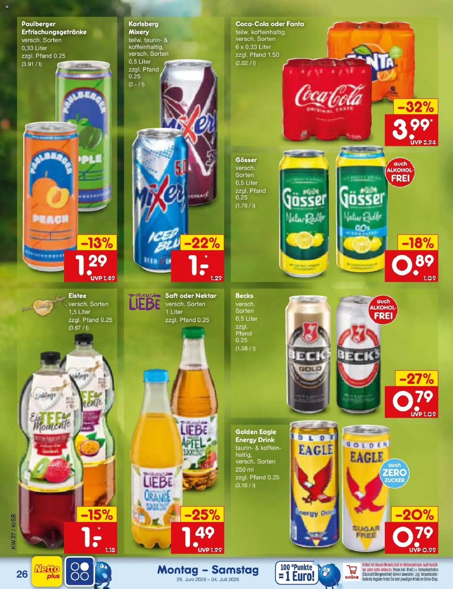Netto Marken-Discount Prospekt Jüchen – gültig ab 29.06.2026 | Seite: 38 | Produkte: Cola, Energy, Zucker, Saft