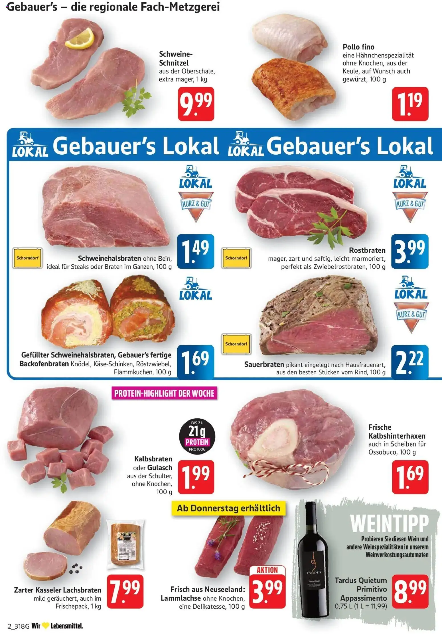 E center Prospekt Eislingen (ab 26.10.2026) zum Blättern | Seite: 2 | Produkte: Schnitzel, Gulasch, Wein