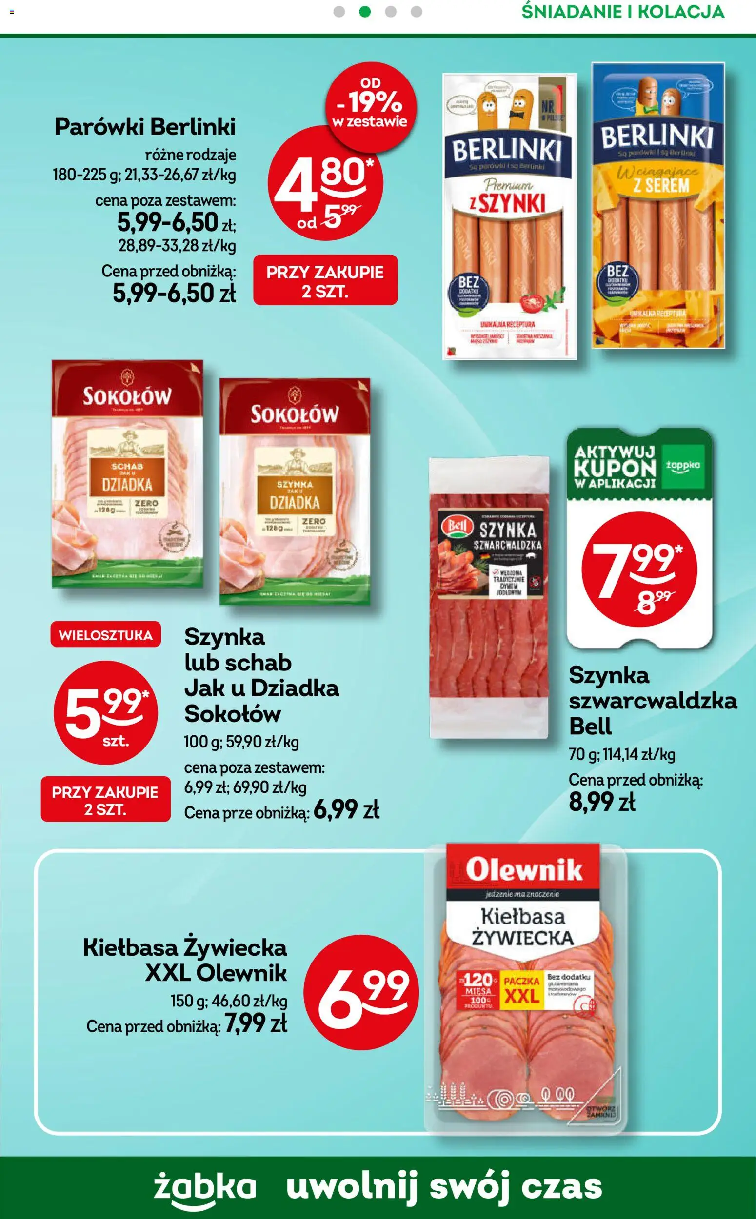 Żabka gazetka - Codzienne produkty od 09.09.2026 | Strona: 11 | Produkty: Schab, Parówki, Szynka, Szynka szwarcwaldzka