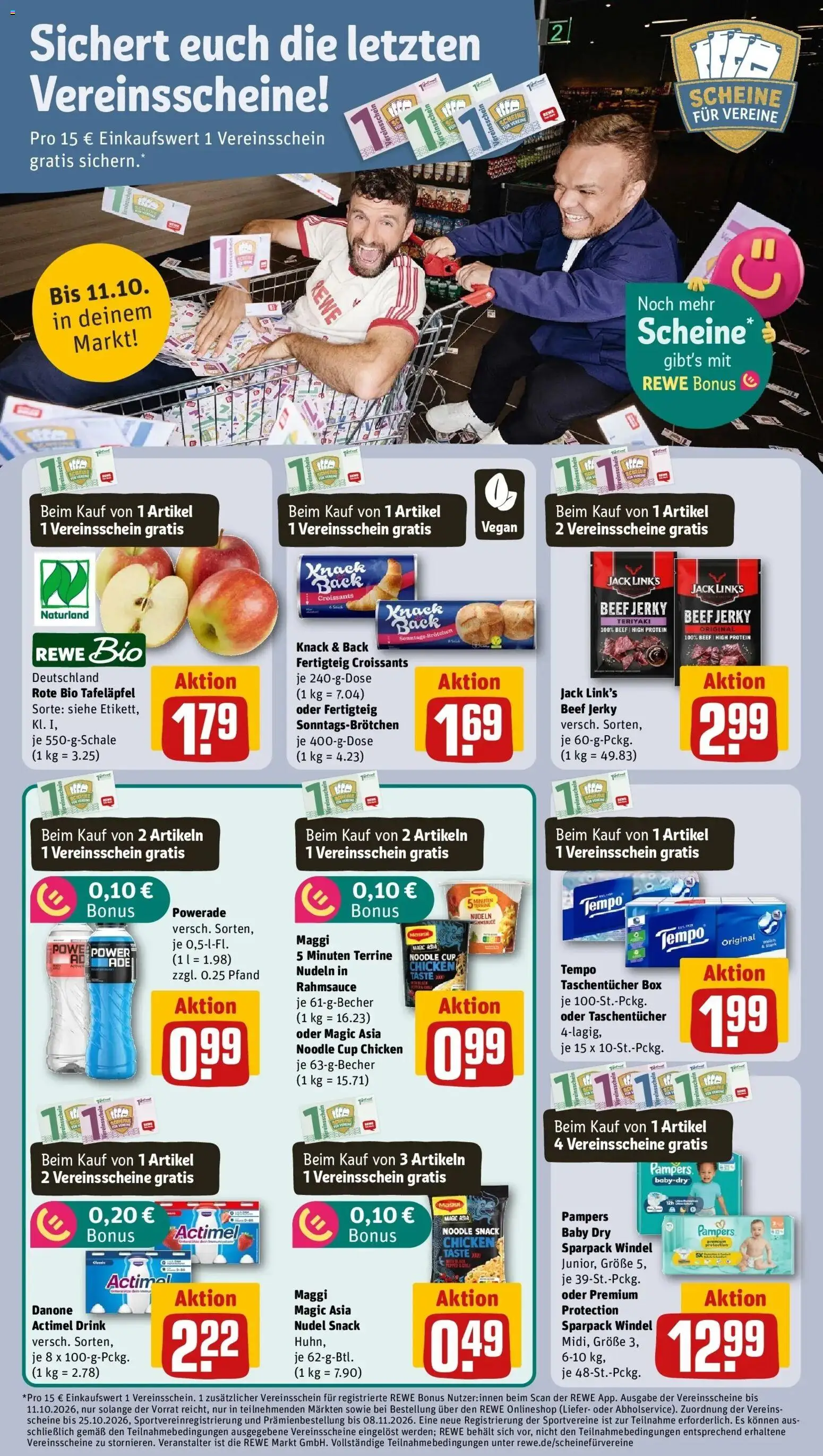 REWE Prospekt ab 05.10.2026 zum Blättern » Angebote | Seite: 17 | Produkte: Actimel, Taschentücher, Pampers, Nudeln