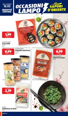 Anteprima del volantino VERDURE ASIATICHE, gusti vari, 330 g valido a partire dal 18.05.2026 | Pagina: 12 | Prodotti: Riso, Fagioli, Verdure, Sushi