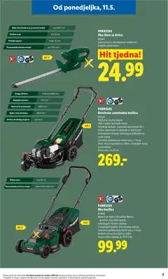 PARKSIDE Benzinska samohodna kosilica, Komad, Priključivi stražnji pogon, OHV-4-taktni benzinski motor, 3 funkcije košenja: s košarom zapremnine 60 l, bočno izbacivanje ili nastavak za malčiranje, Jednostavno čišćenje zahvaljujući priključku za vrtno crijevo, Centralno podešavanje visine reza u 7 nivoa, Rezni nož od specijalnog čelika, s funkcijom brzog zaustavljanja, Širina reza: cca 51 cm - Pregled kataloga iz trgovine Lidl, vrijedi od 11.05.2026 | Stranica: 3