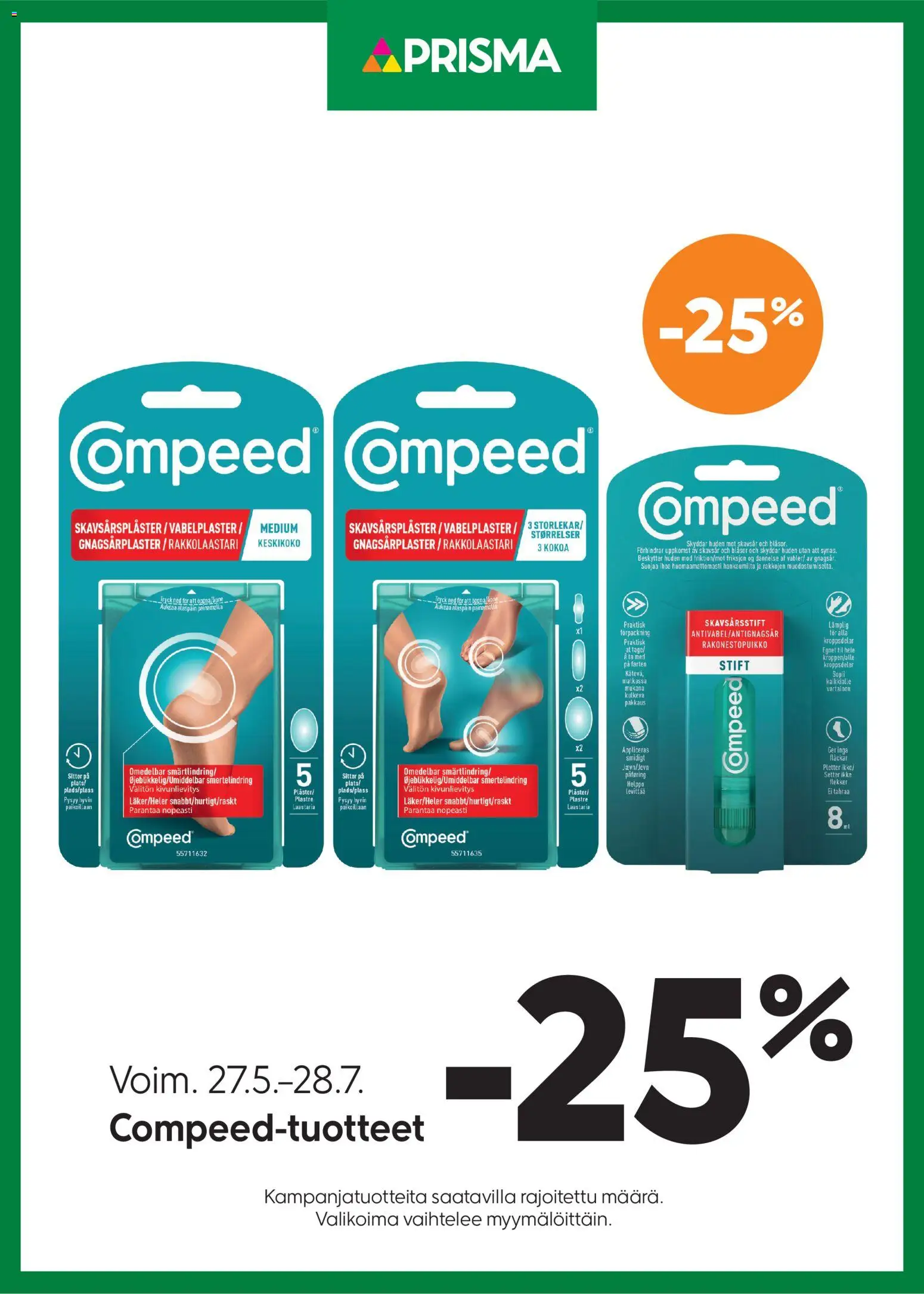 Prisma tarjoukset Compeed – voimassa 27.05.2026 alkaen | Sivu: 1 | Tuotteet: Rakkolaastari