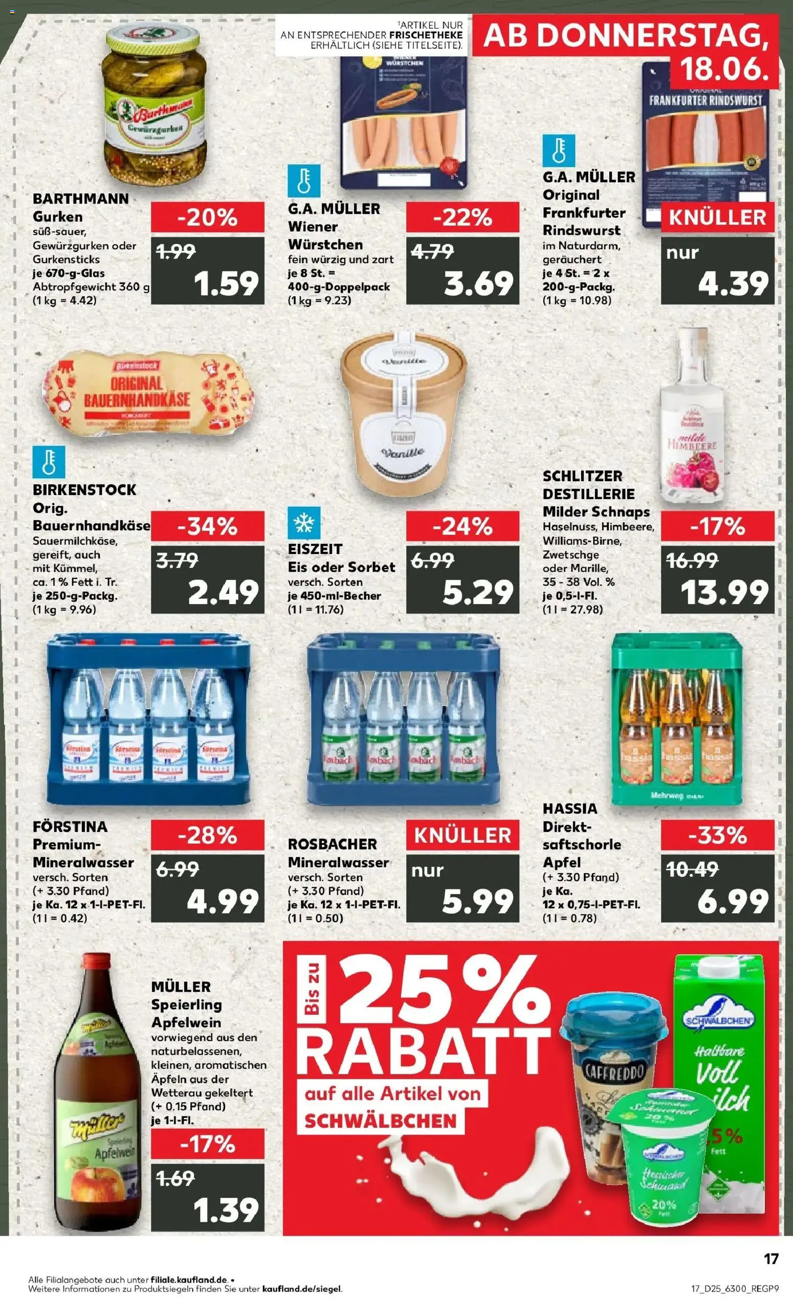 Kaufland Prospekt Wetzlar – gültig ab 15.06.2026 | Seite: 2 | Produkte: Schnaps, Mineralwasser, Gurken, Eis