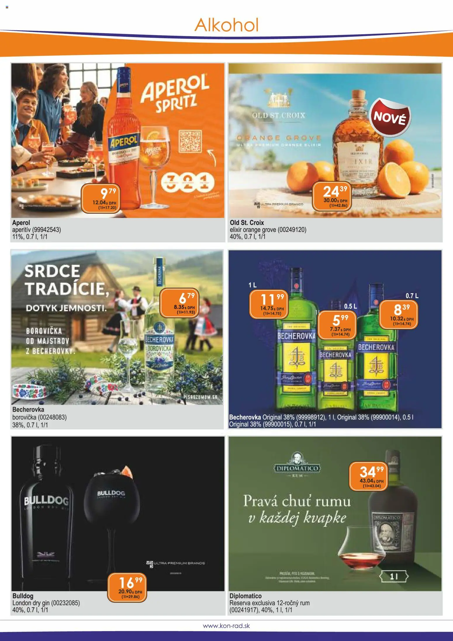 Nové KON - RAD akcie – leták je platný od 01.09.2026 | Strana: 9 | Produkty: Becherovka, Aperol Spritz, Alkohol, Aperol