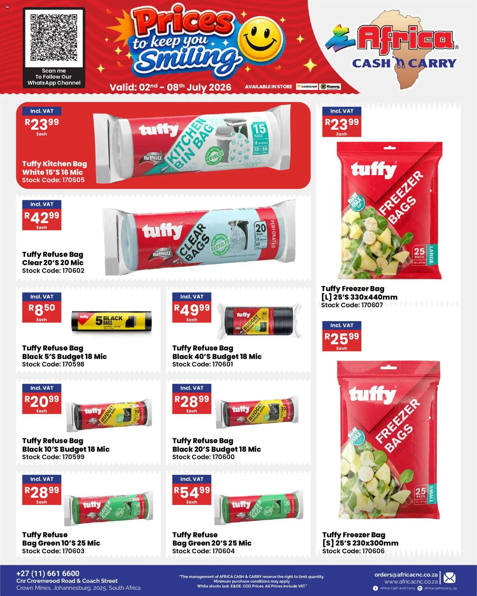 New Africa Cash & Carry catalogue – valid from 02/07/2026 | Page: 48 | Products: Bag, Refuse bags, Stock, Freezer bags
