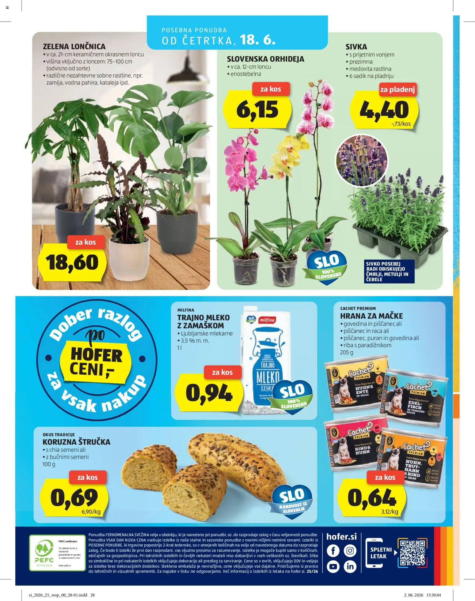 Hofer SI katalog | vrijedi od 10.06.2026 | Stranica: 28 | Proizvodi: Orhideja, Riba, Govedina, Hrana za mačke