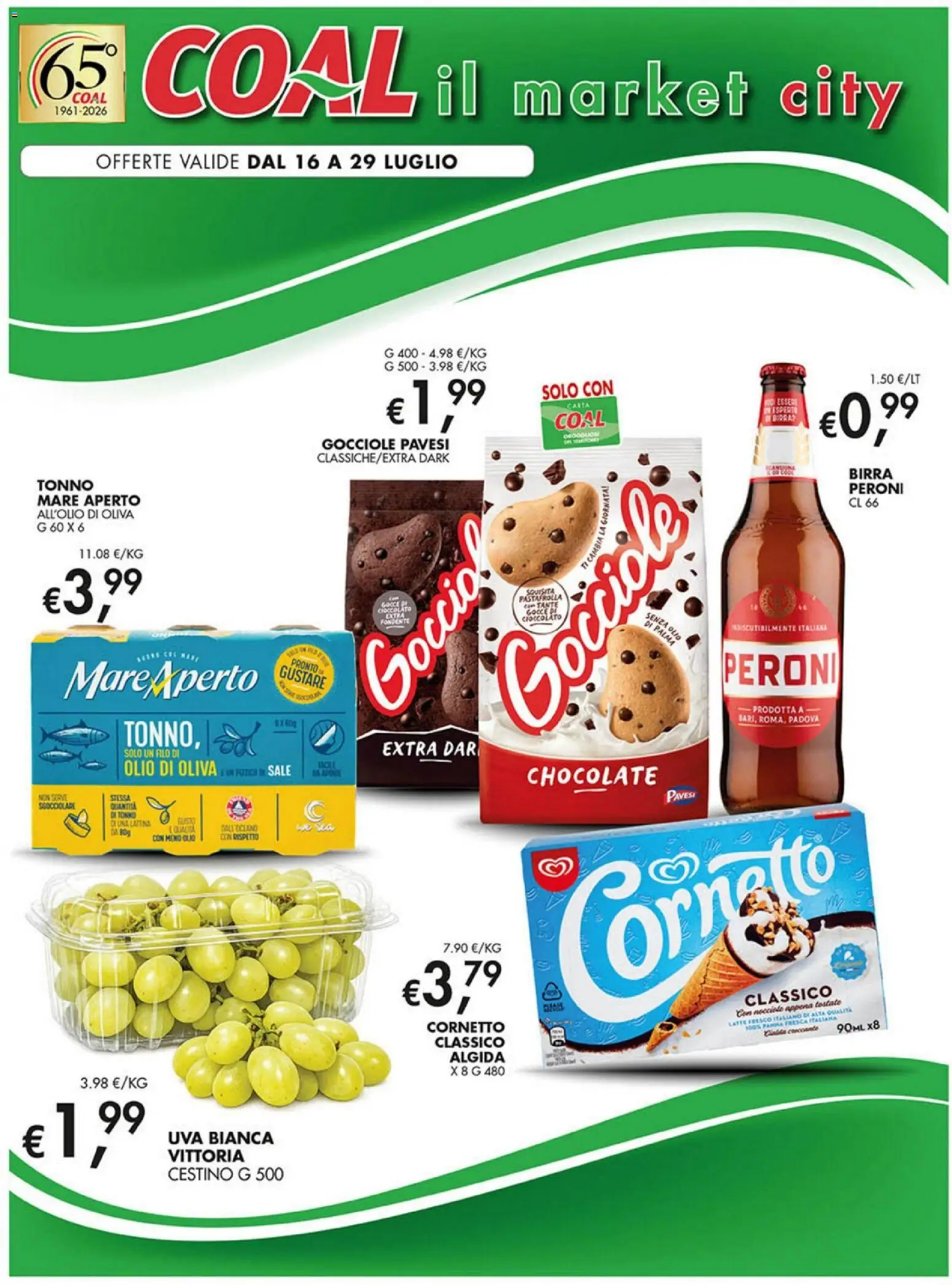 Volantino Coal del 16/07/2026 | Pagina: 1 | Prodotti: Birra, Panna, Sale, Cestino