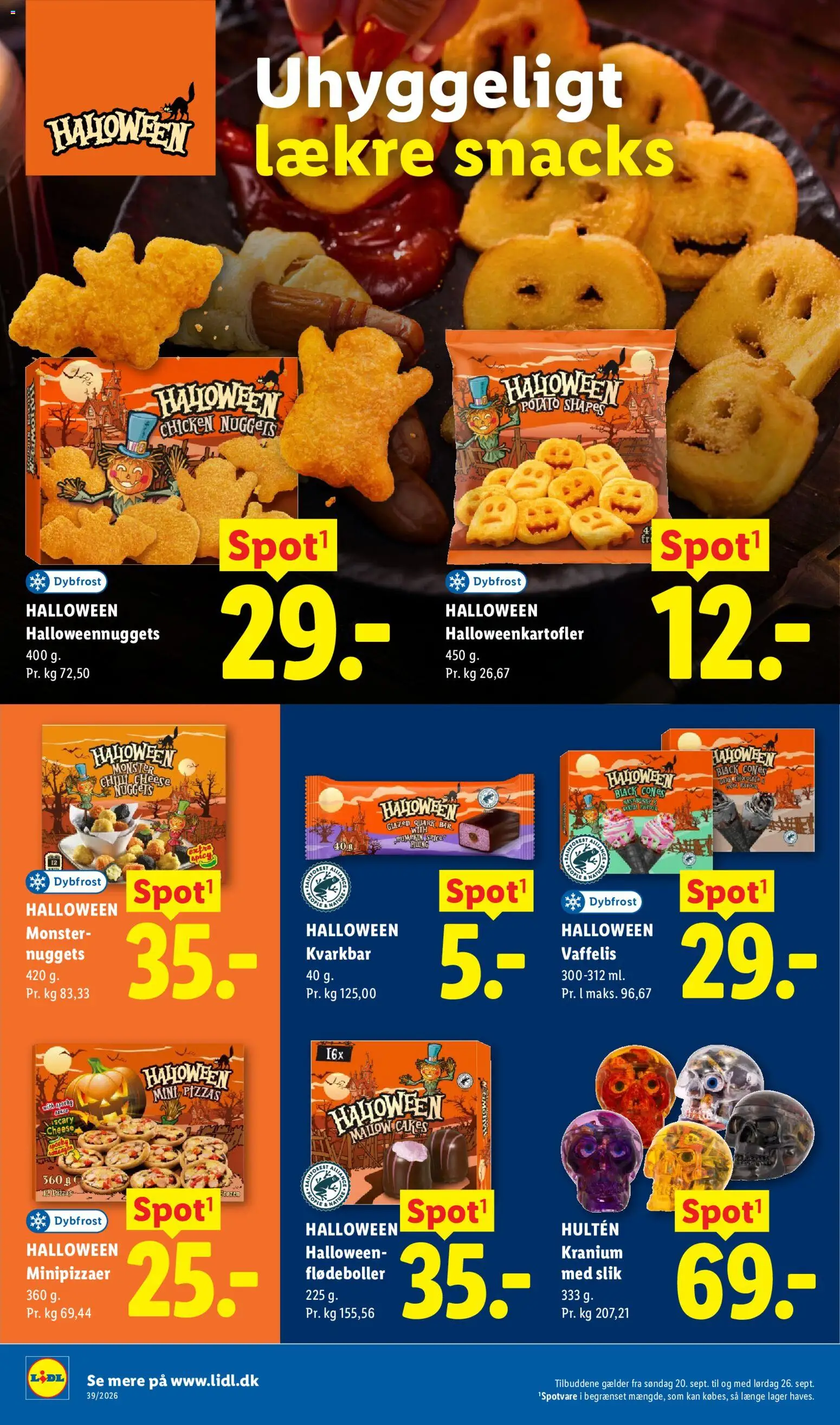 Lidl tilbudsavis – gyldig fra 20/09/2026 | Side: 19 | Produkter: Nuggets, Slik, Flødeboller, Chilli