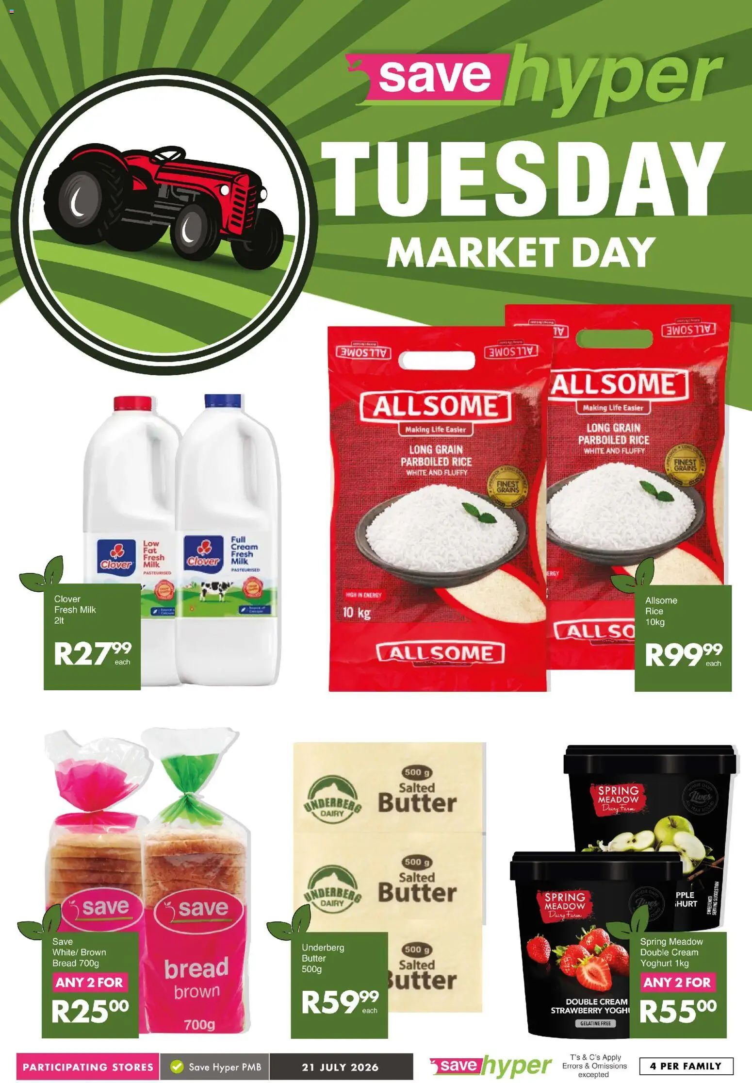 New Save catalogue – valid from 21/07/2026 | Page: 9 | Products: Yoghurt, Butter, Bread, Rice