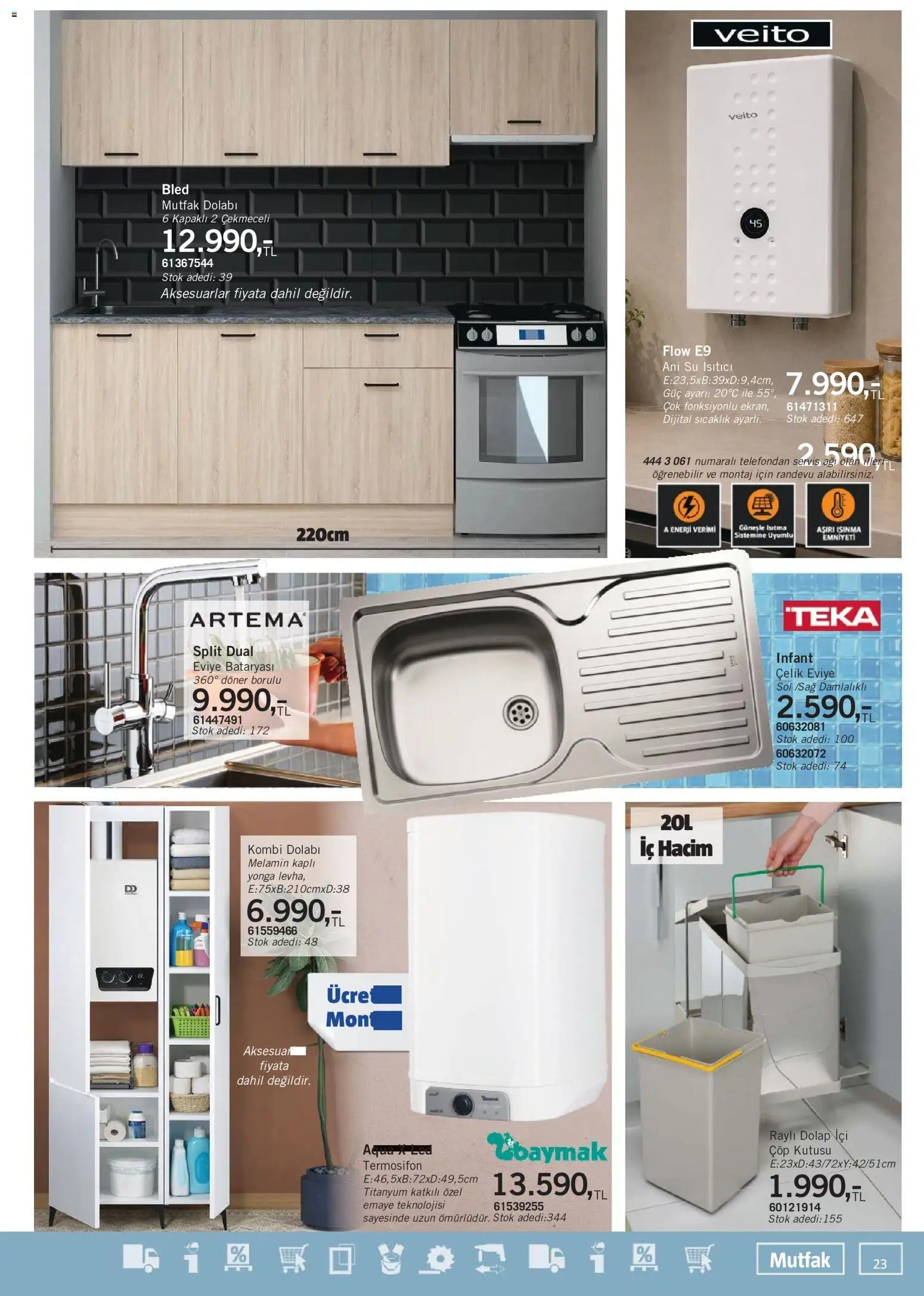 Bauhaus Katalog - 04 Temmuz 2026 tarihinden itibaren geçerlidir | Sayfa: 23 | Ürünler: Döner, Su ısıtıcı, Su, Çöp kutusu