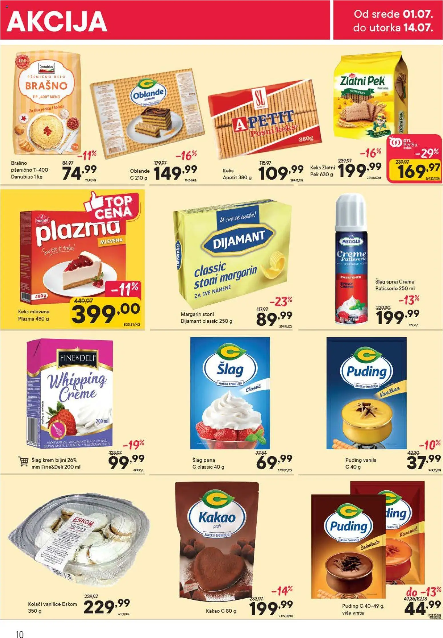 PerSu katalog - važi od 01.07.2026 | Strana: 10 | Proizvode: Šlag, Keks, Sto, Margarin
